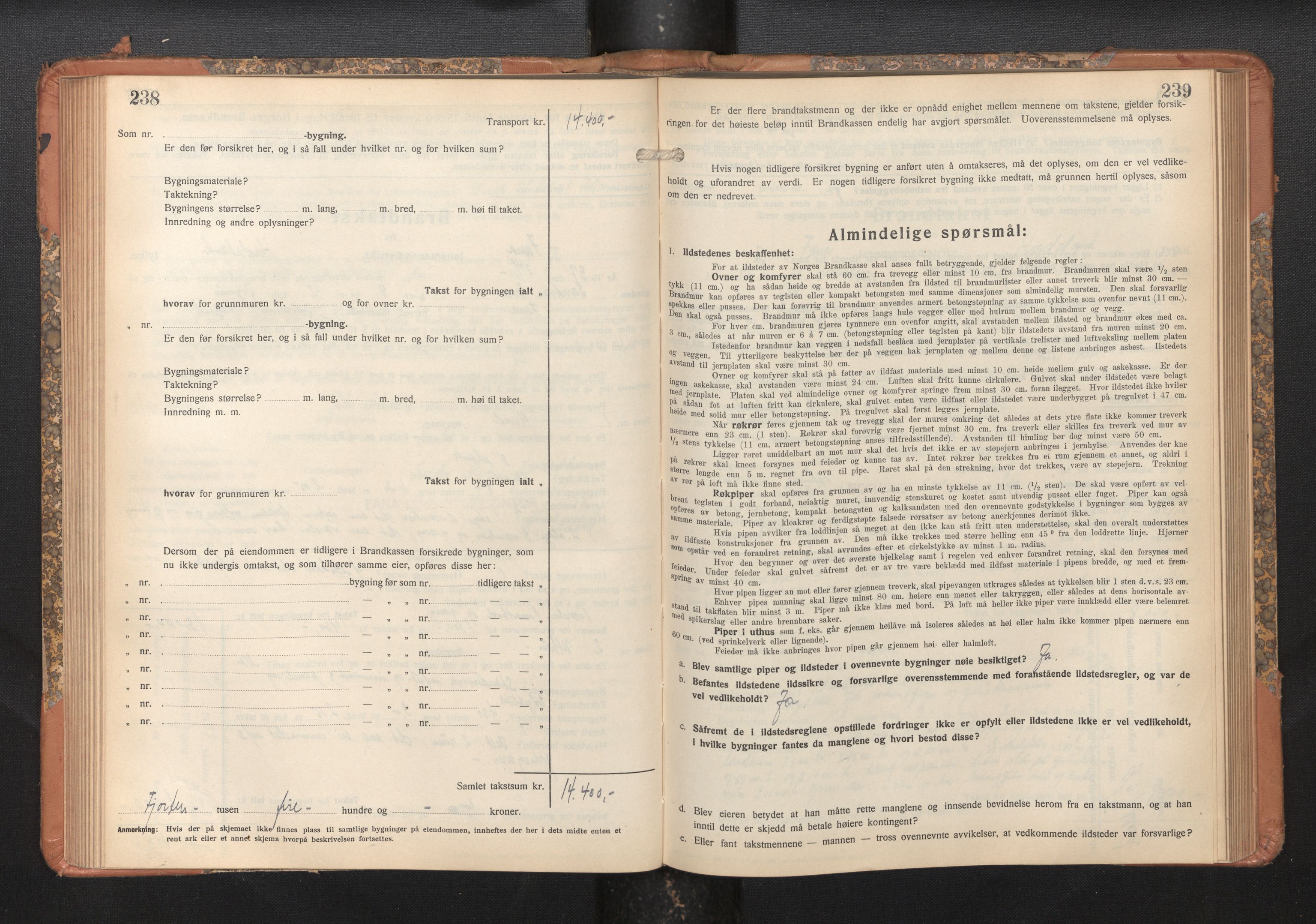 Lensmannen i Fana, AV/SAB-A-31801/0012/L0024: Branntakstprotokoll skjematakst, 1935-1948, s. 238-239