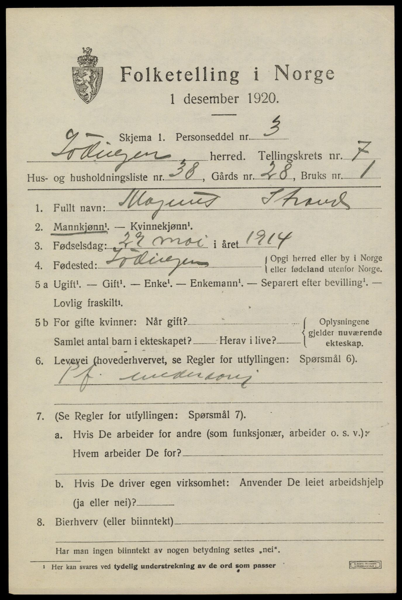 SAT, Folketelling 1920 for 1851 Lødingen herred, 1920, s. 4559