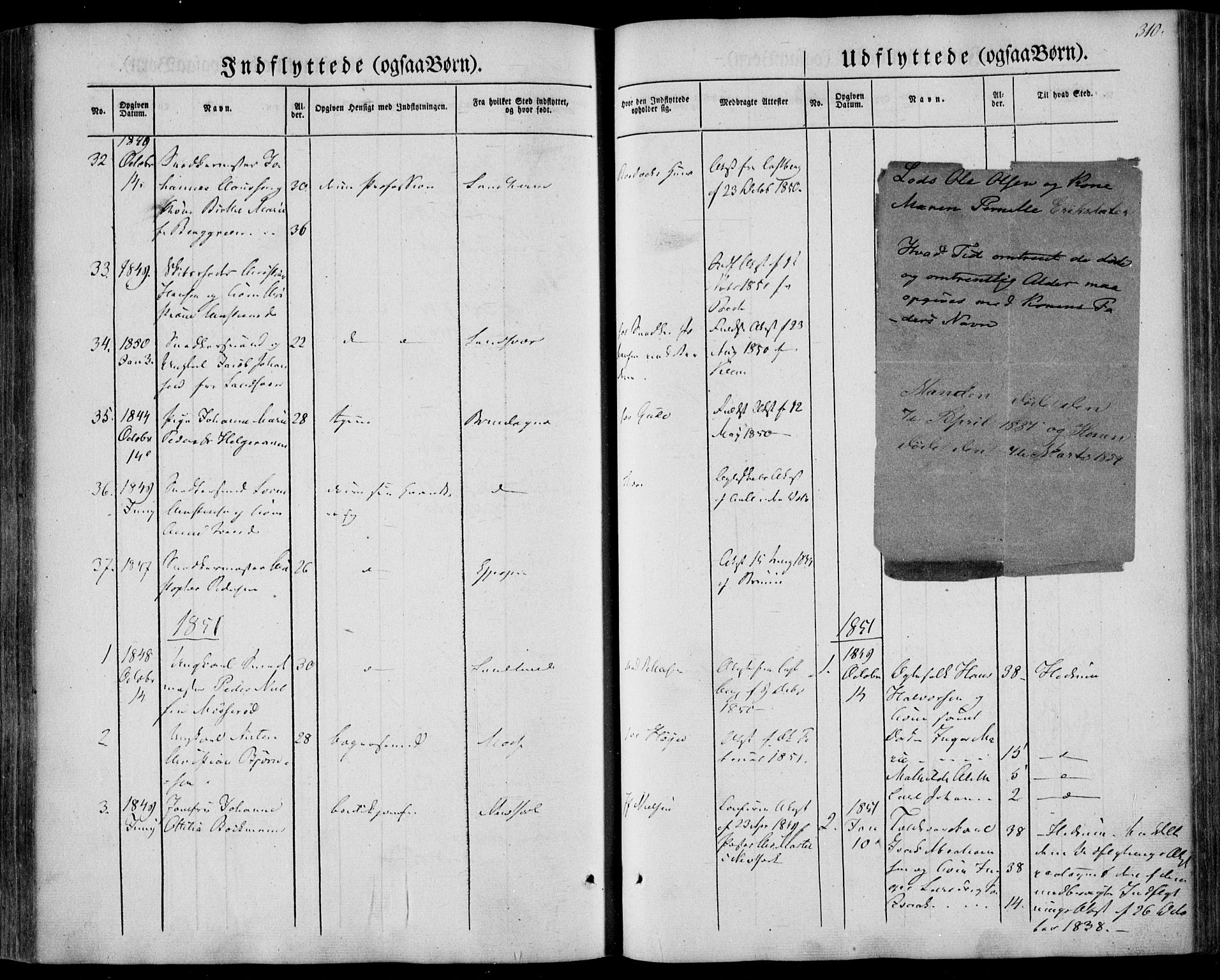 Larvik kirkebøker, AV/SAKO-A-352/F/Fa/L0003: Ministerialbok nr. I 3, 1848-1856, s. 310