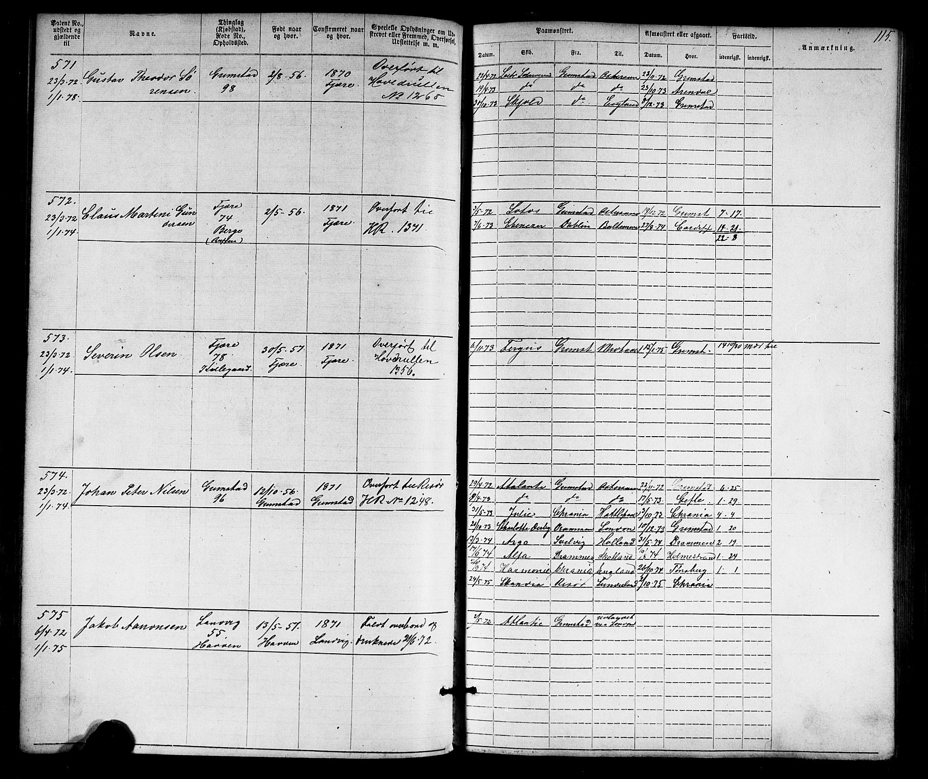 Grimstad mønstringskrets, AV/SAK-2031-0013/F/Fa/L0005: Annotasjonsrulle nr 1-1910 med register, V-18, 1870-1892, s. 142