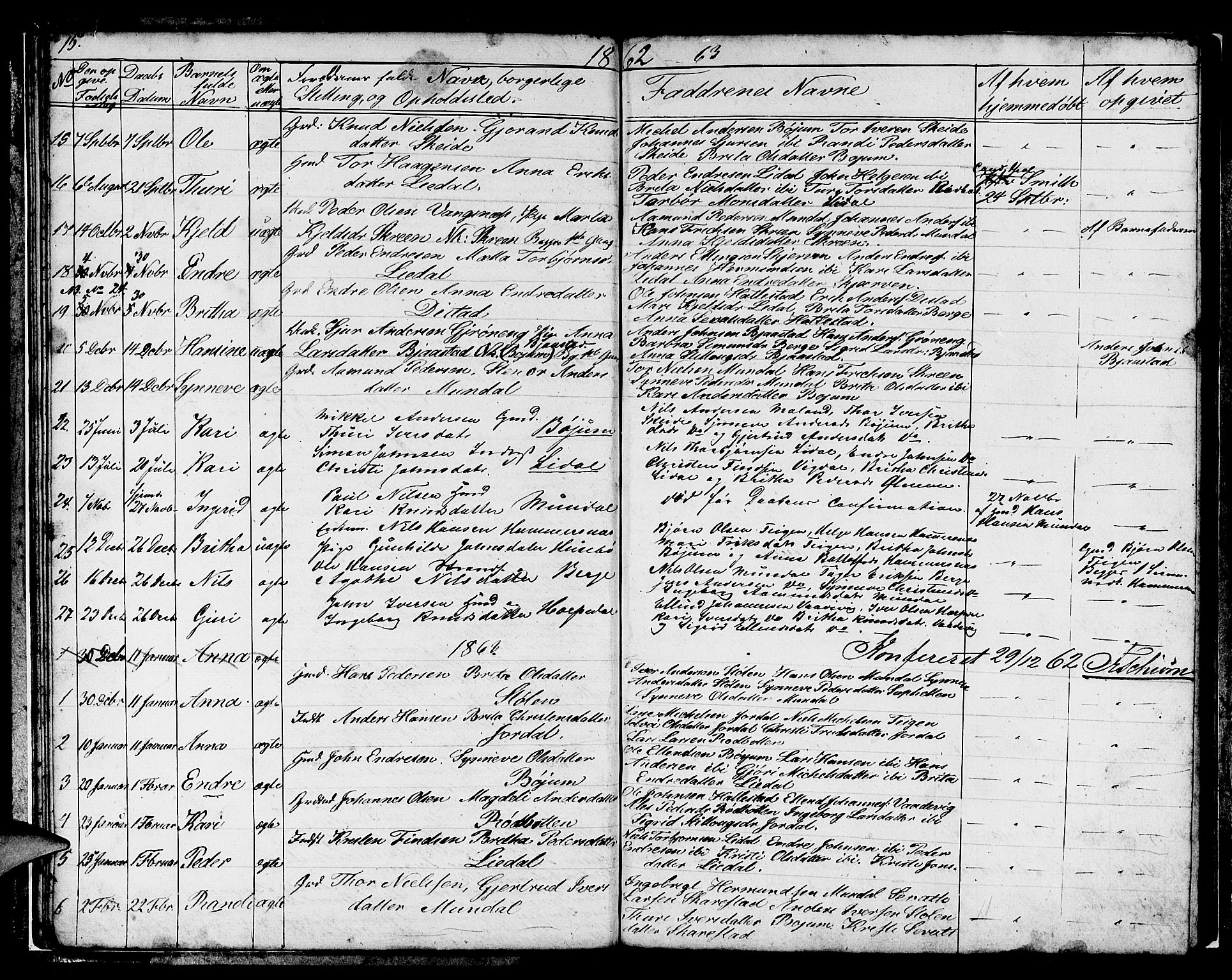 Balestrand sokneprestembete, AV/SAB-A-79601/H/Hab/Habb/L0001: Klokkerbok nr. B 1, 1853-1879, s. 15