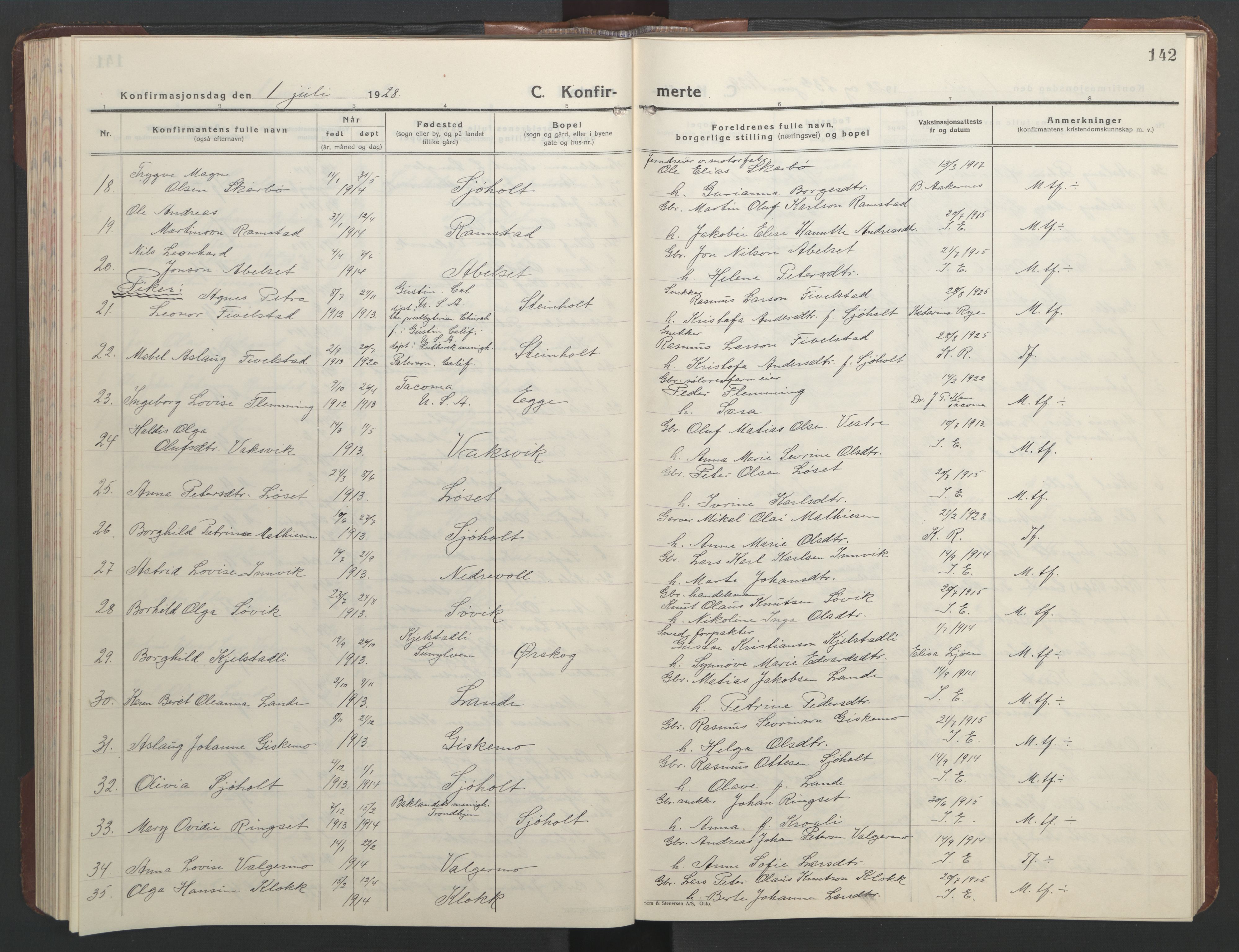 Ministerialprotokoller, klokkerbøker og fødselsregistre - Møre og Romsdal, AV/SAT-A-1454/522/L0329: Klokkerbok nr. 522C08, 1926-1951, s. 142