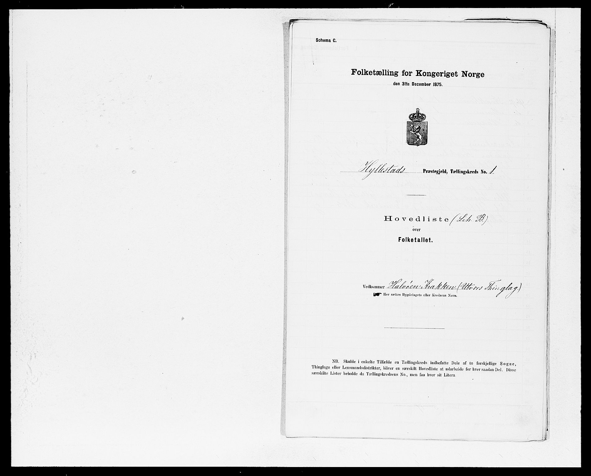 SAB, Folketelling 1875 for 1413P Hyllestad prestegjeld, 1875, s. 2