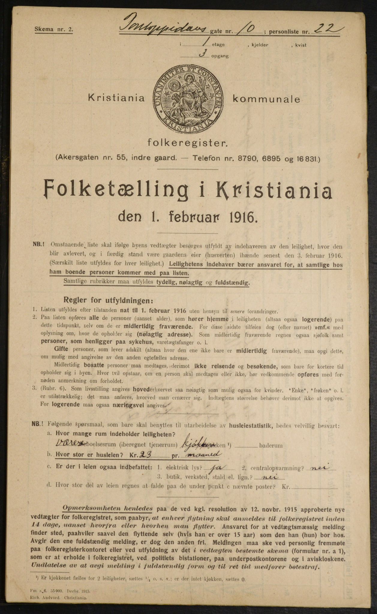 OBA, Kommunal folketelling 1.2.1916 for Kristiania, 1916, s. 82880