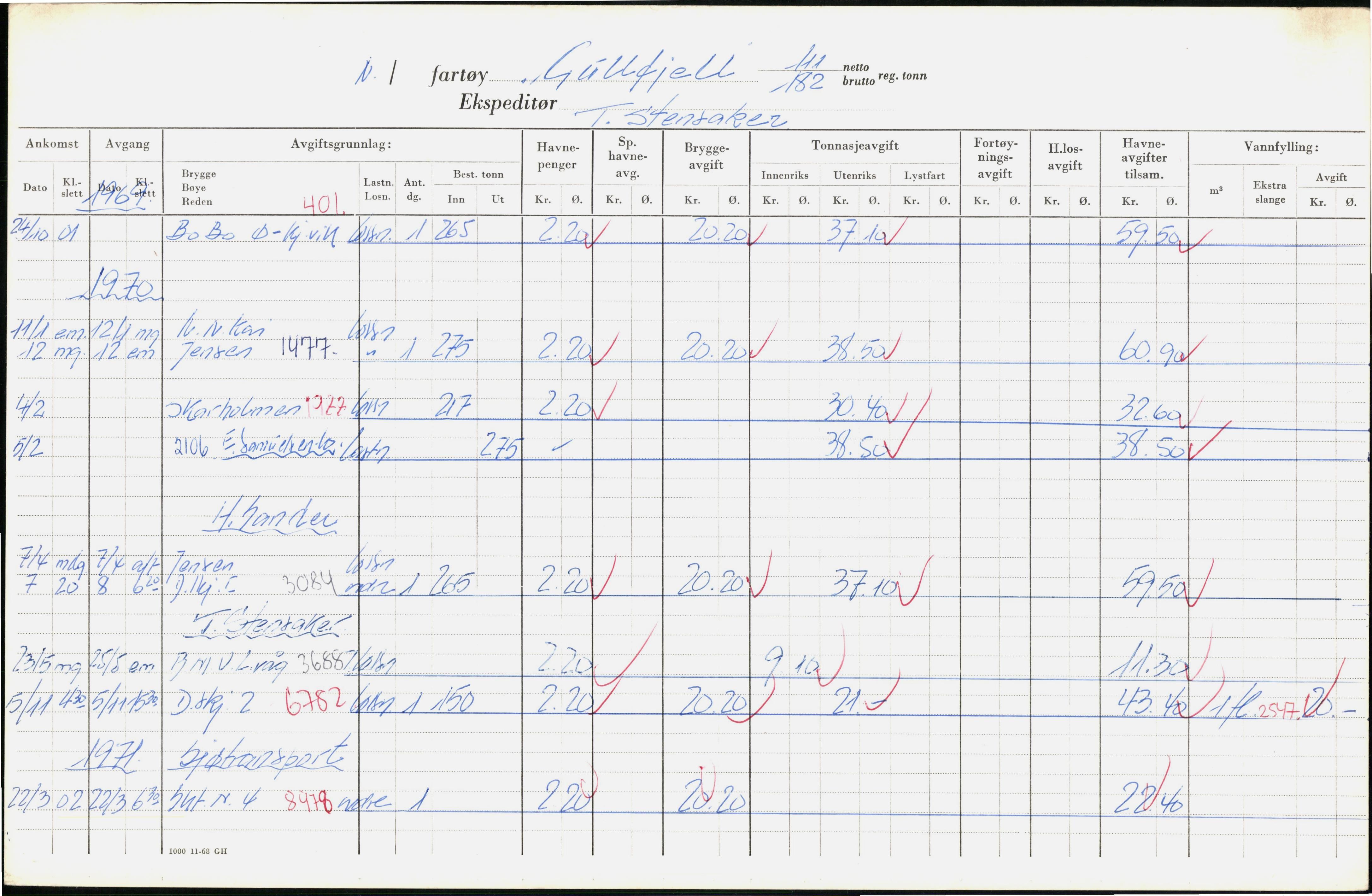 Bergen kommune. Havnekontor/havnefogd, BBA/A-0742/H/Ha/Hac/L0021: Skipsregister Gulbrand-Harholmen, 1941-1975