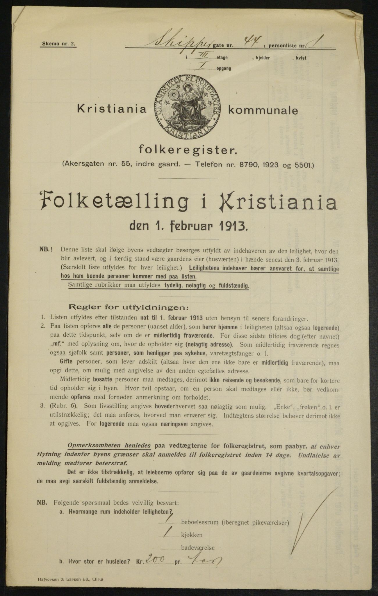 OBA, Kommunal folketelling 1.2.1913 for Kristiania, 1913, s. 95800