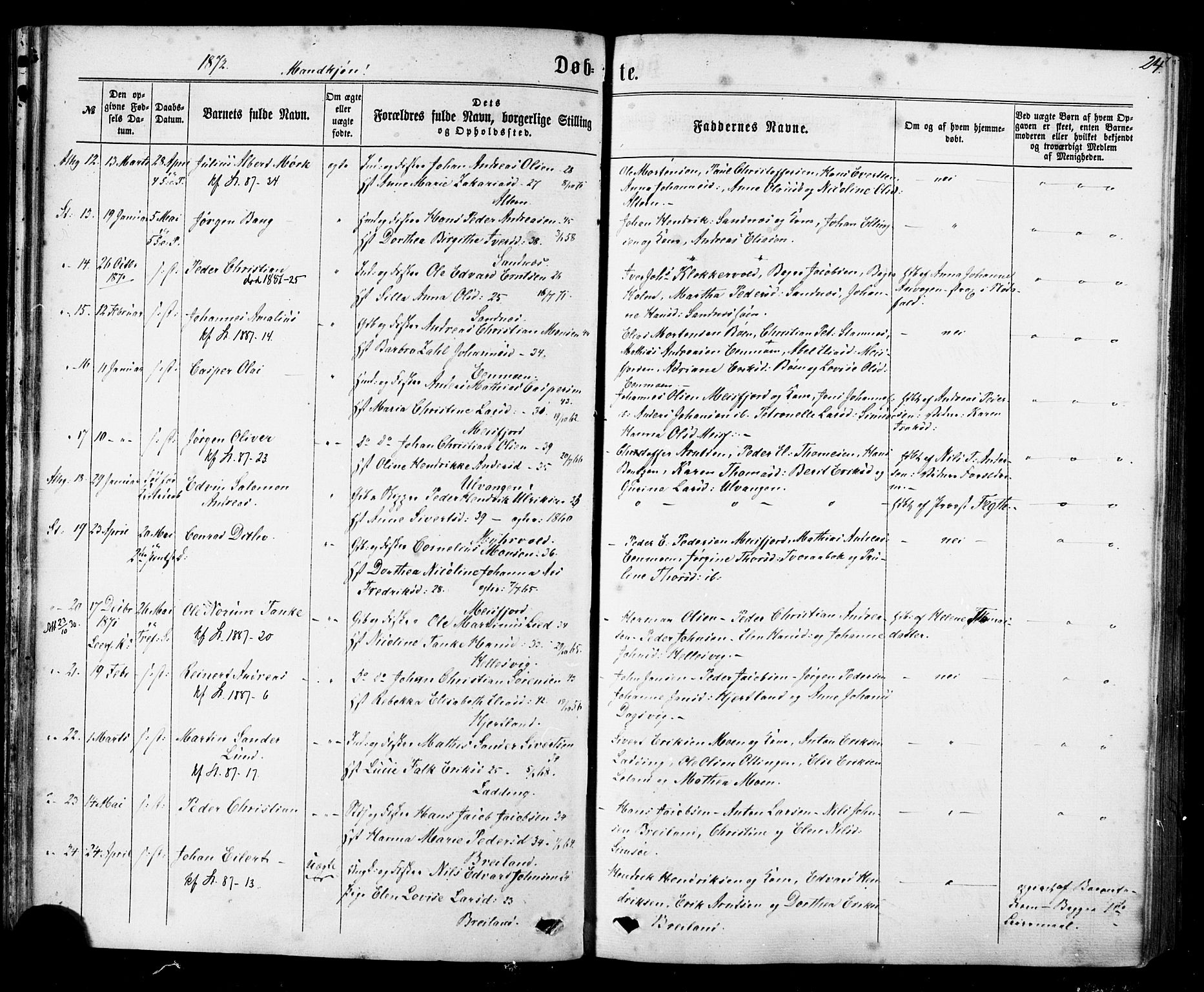 Ministerialprotokoller, klokkerbøker og fødselsregistre - Nordland, AV/SAT-A-1459/830/L0449: Ministerialbok nr. 830A13, 1866-1886, s. 24