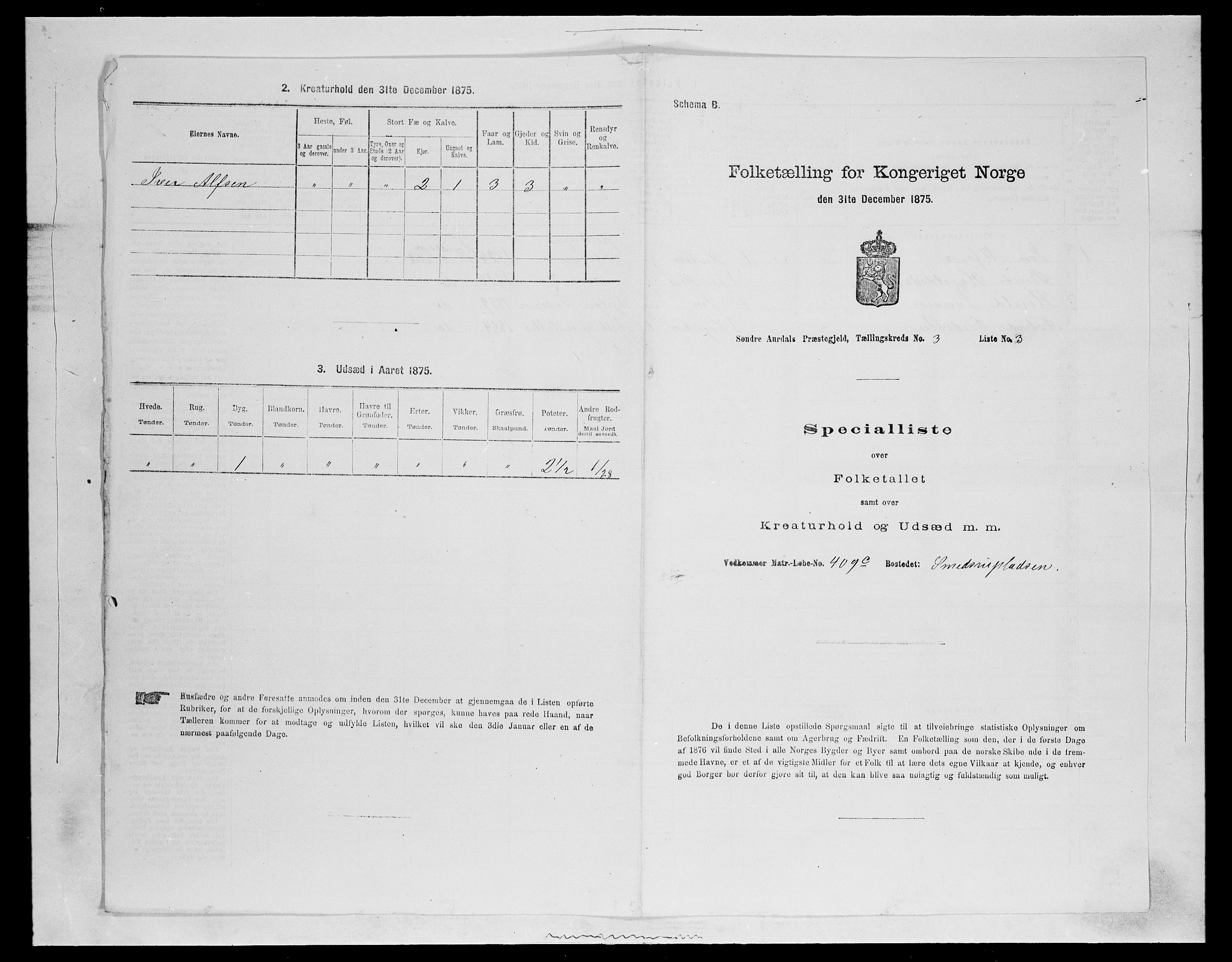 SAH, Folketelling 1875 for 0540P Sør-Aurdal prestegjeld, 1875, s. 530