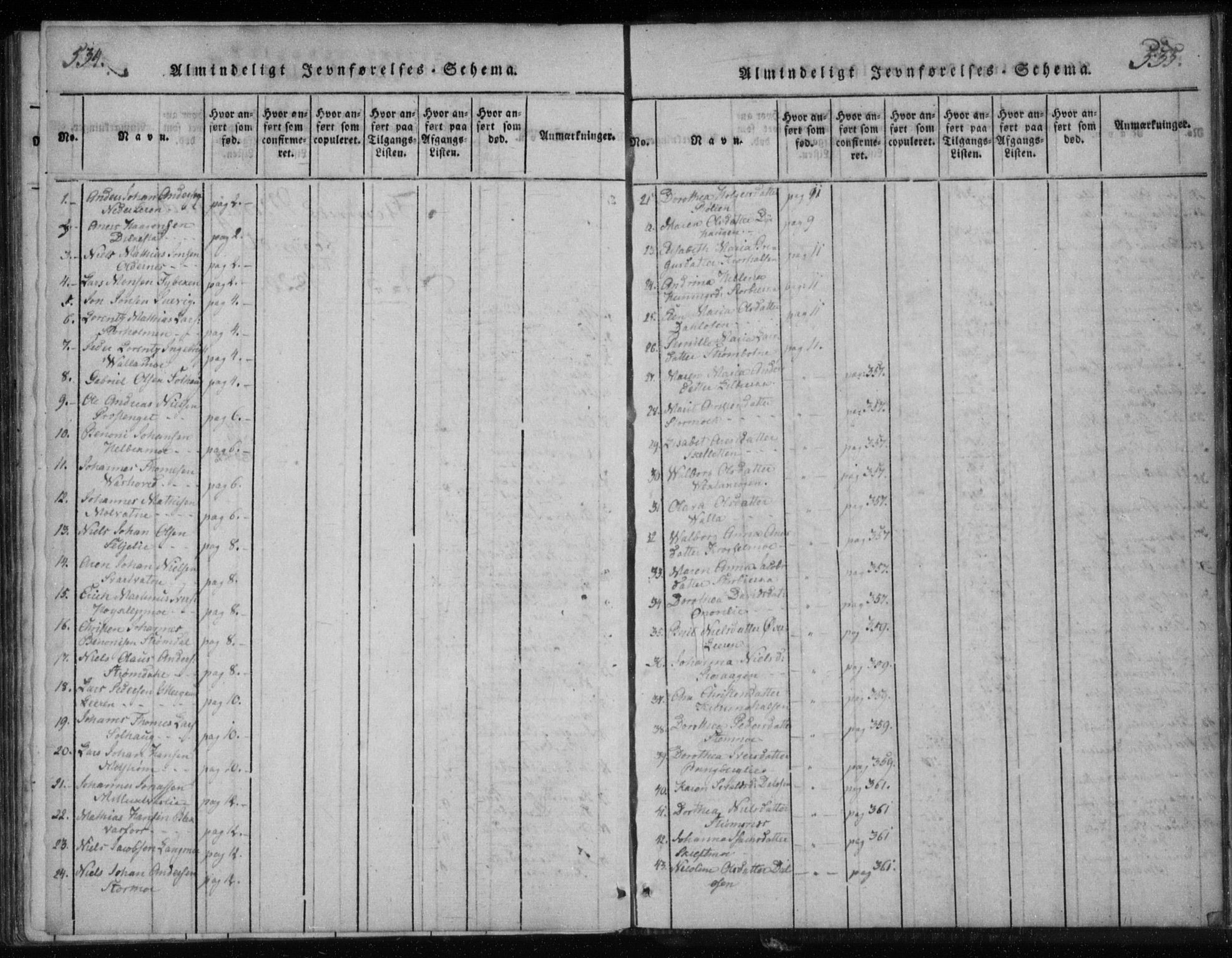 Ministerialprotokoller, klokkerbøker og fødselsregistre - Nordland, AV/SAT-A-1459/825/L0353: Ministerialbok nr. 825A07, 1820-1826, s. 534-535