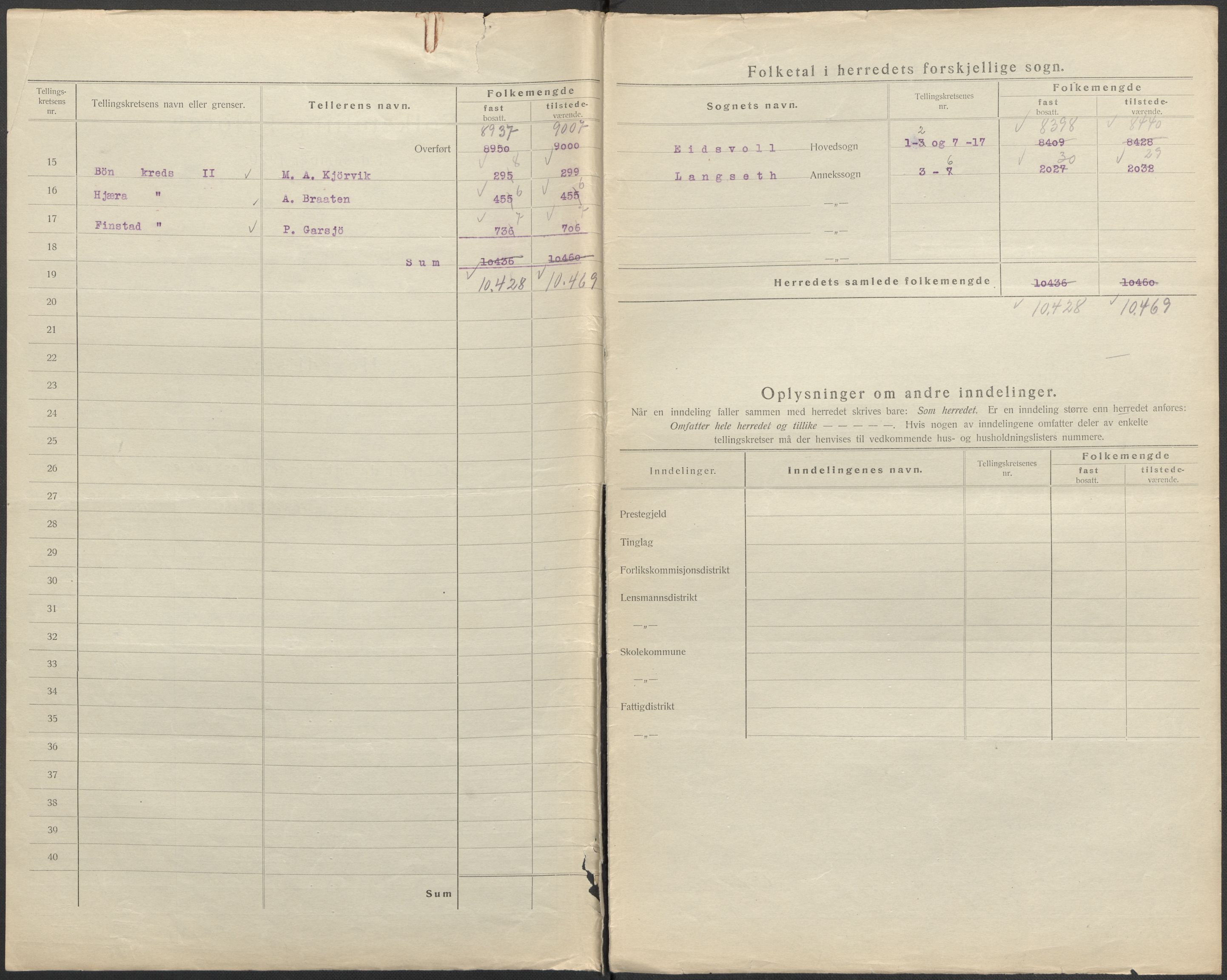 SAO, Folketelling 1920 for 0237 Eidsvoll herred, 1920, s. 3