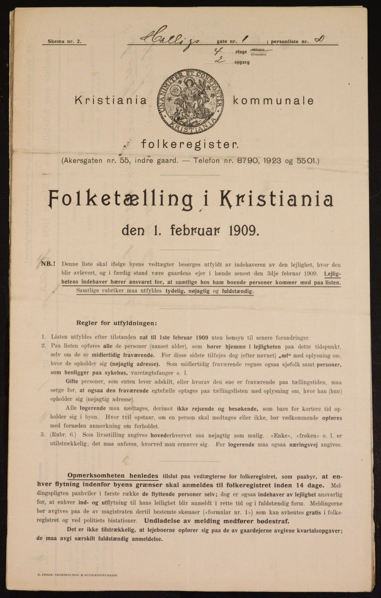 OBA, Kommunal folketelling 1.2.1909 for Kristiania kjøpstad, 1909, s. 30907