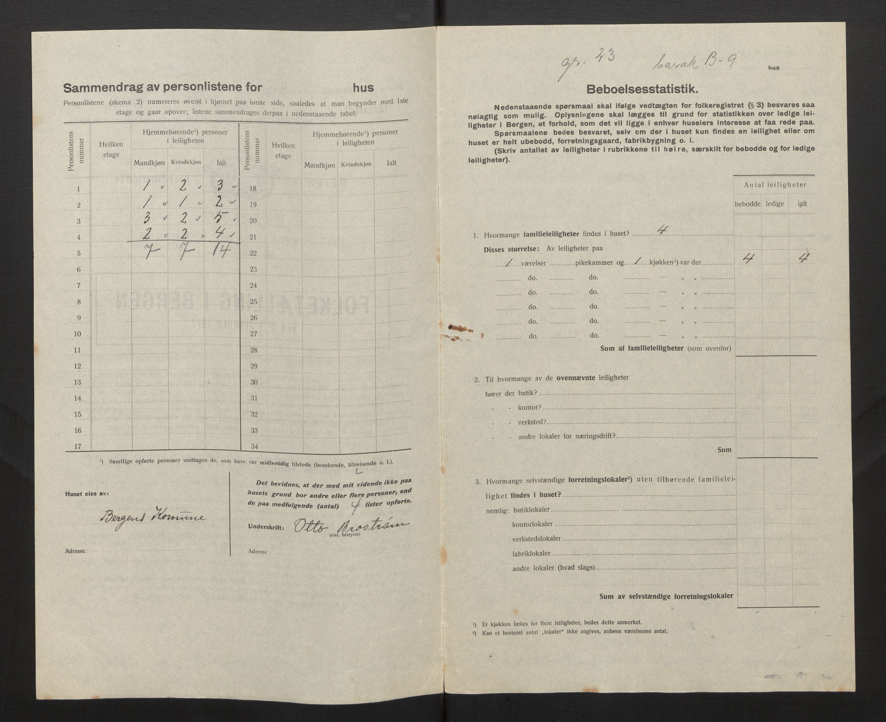 SAB, Kommunal folketelling 1917 for Bergen kjøpstad, 1917, s. 53967