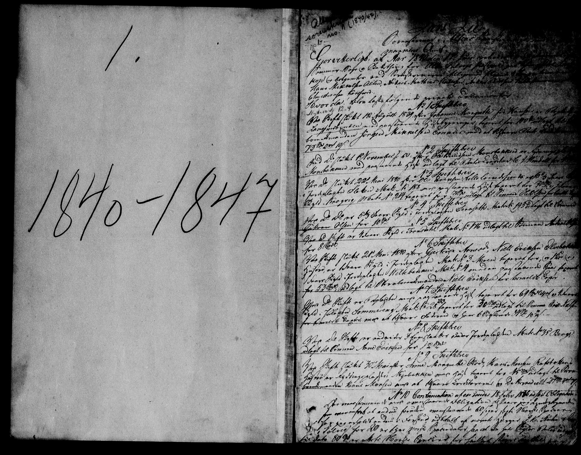 Alta fogderi/sorenskriveri, AV/SATØ-SATØ-5/1/K/Kd/L0005pantebok: Pantebok nr. 5, 1840-1847, s. 1