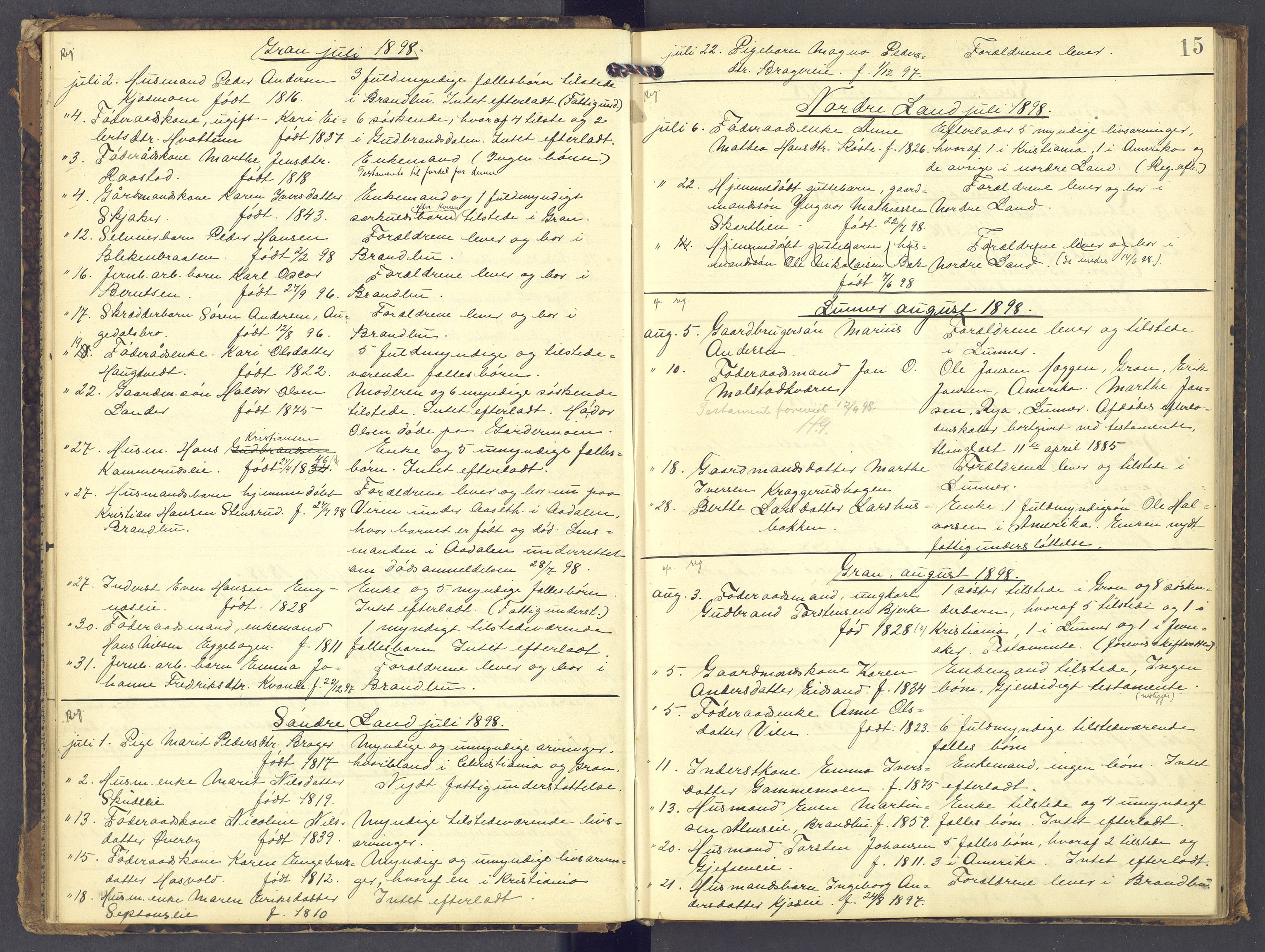 Hadeland og Land tingrett, AV/SAH-TING-010/J/Jg/L0007: Dødsfallsprotokoll, 1896-1907, s. 14b-15a
