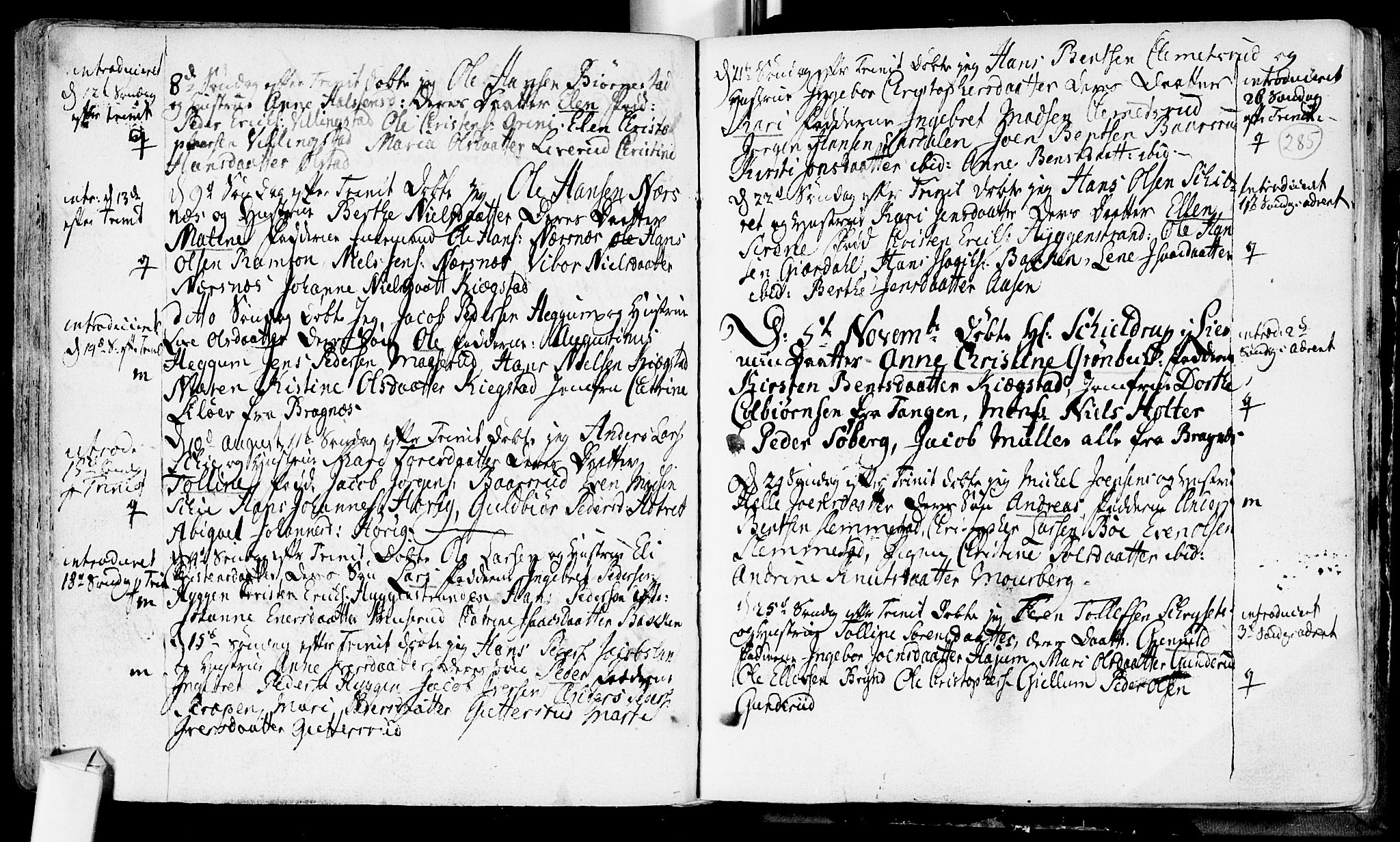 Røyken kirkebøker, SAKO/A-241/F/Fa/L0002: Ministerialbok nr. 2, 1731-1782, s. 285
