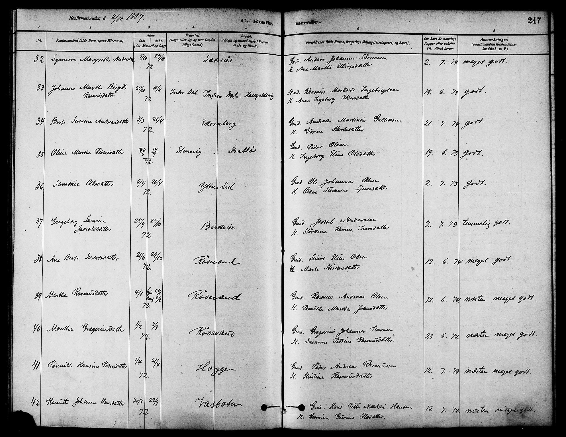 Ministerialprotokoller, klokkerbøker og fødselsregistre - Møre og Romsdal, AV/SAT-A-1454/511/L0141: Ministerialbok nr. 511A08, 1878-1890, s. 247