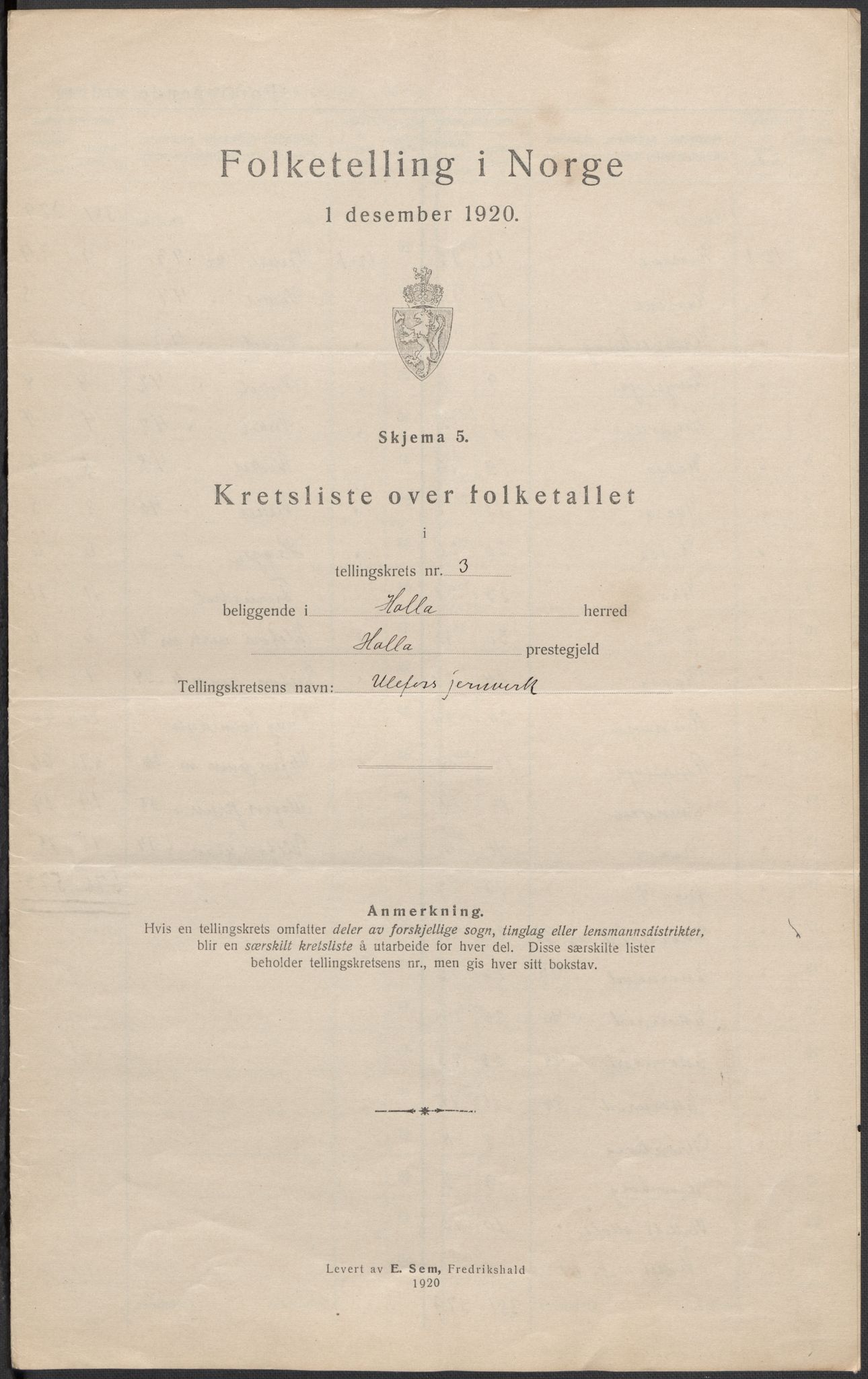 SAKO, Folketelling 1920 for 0819 Holla herred, 1920, s. 13