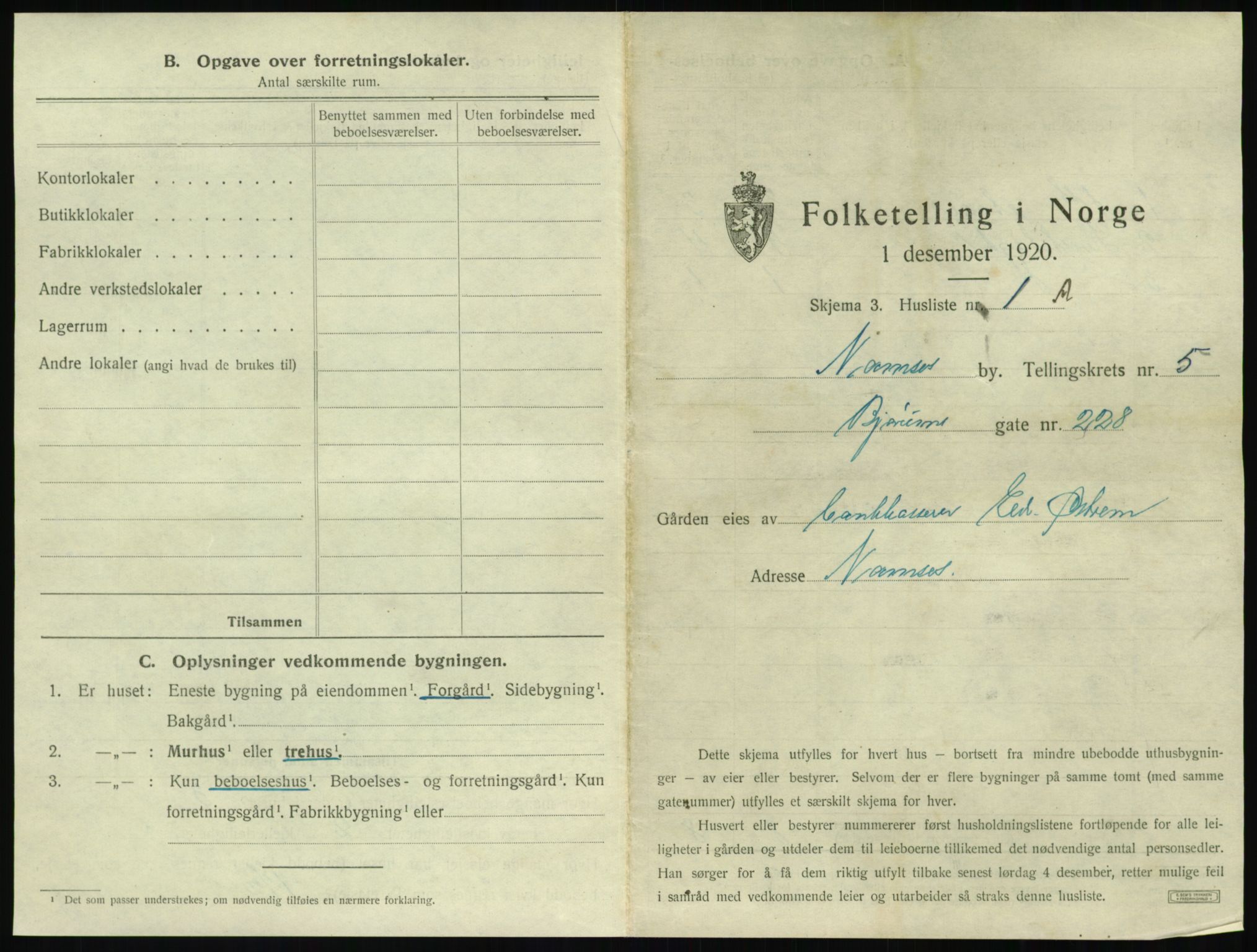 SAT, Folketelling 1920 for 1703 Namsos ladested, 1920, s. 521