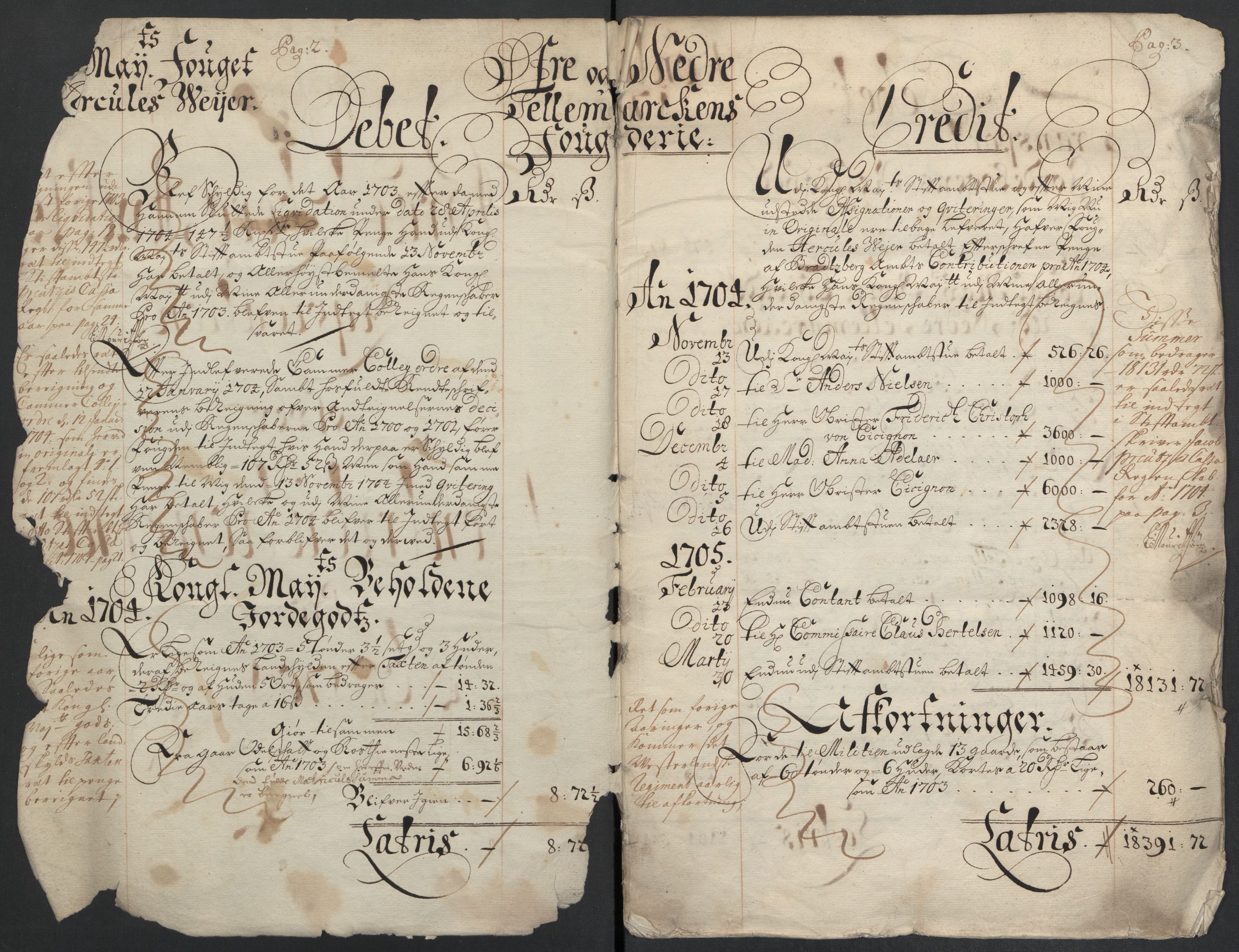 Rentekammeret inntil 1814, Reviderte regnskaper, Fogderegnskap, AV/RA-EA-4092/R36/L2111: Fogderegnskap Øvre og Nedre Telemark og Bamble, 1704, s. 5