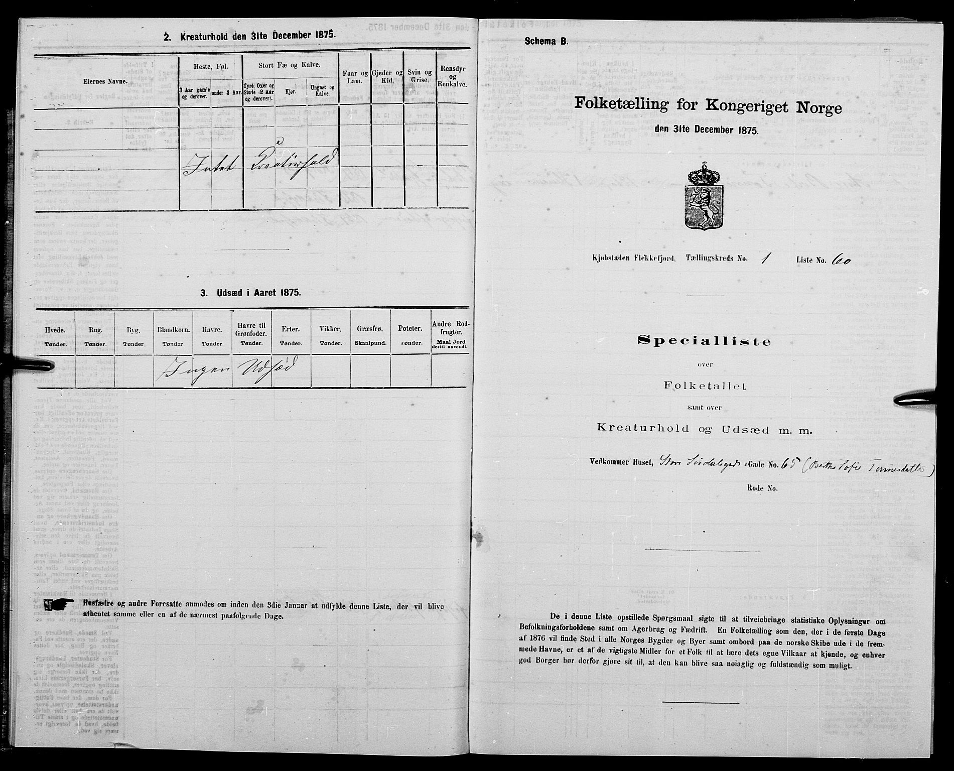 SAK, Folketelling 1875 for 1004B Flekkefjord prestegjeld, Flekkefjord kjøpstad, 1875, s. 25