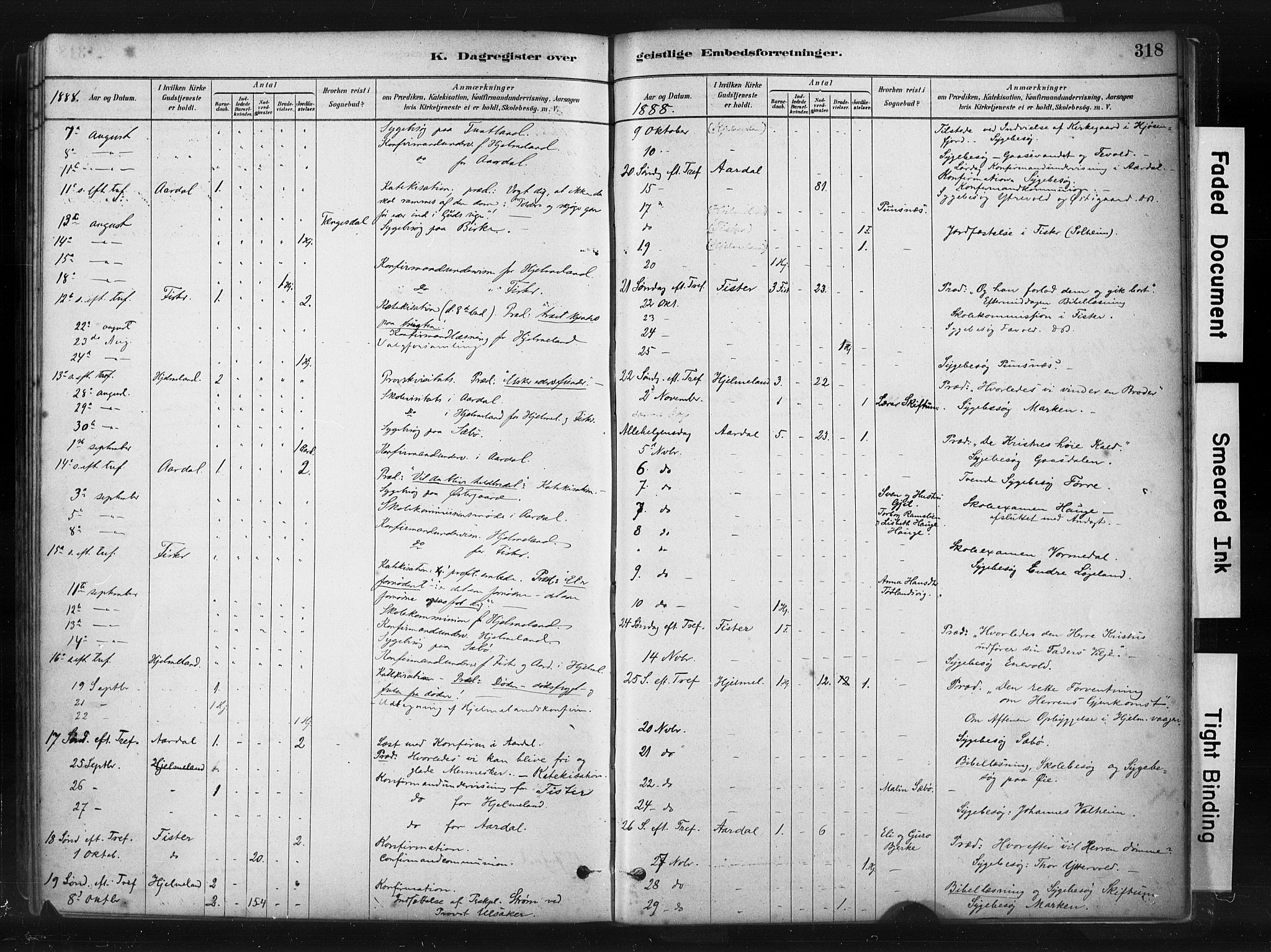 Hjelmeland sokneprestkontor, AV/SAST-A-101843/01/IV/L0014: Ministerialbok nr. A 14, 1879-1900, s. 318