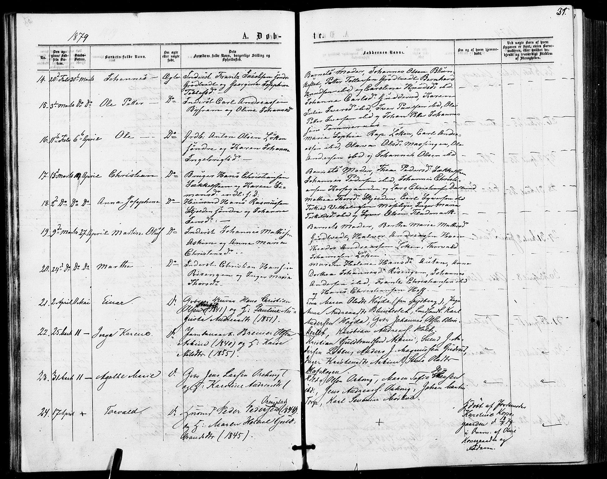 Askim prestekontor Kirkebøker, AV/SAO-A-10900/F/Fa/L0006: Ministerialbok nr. 6, 1874-1881, s. 31