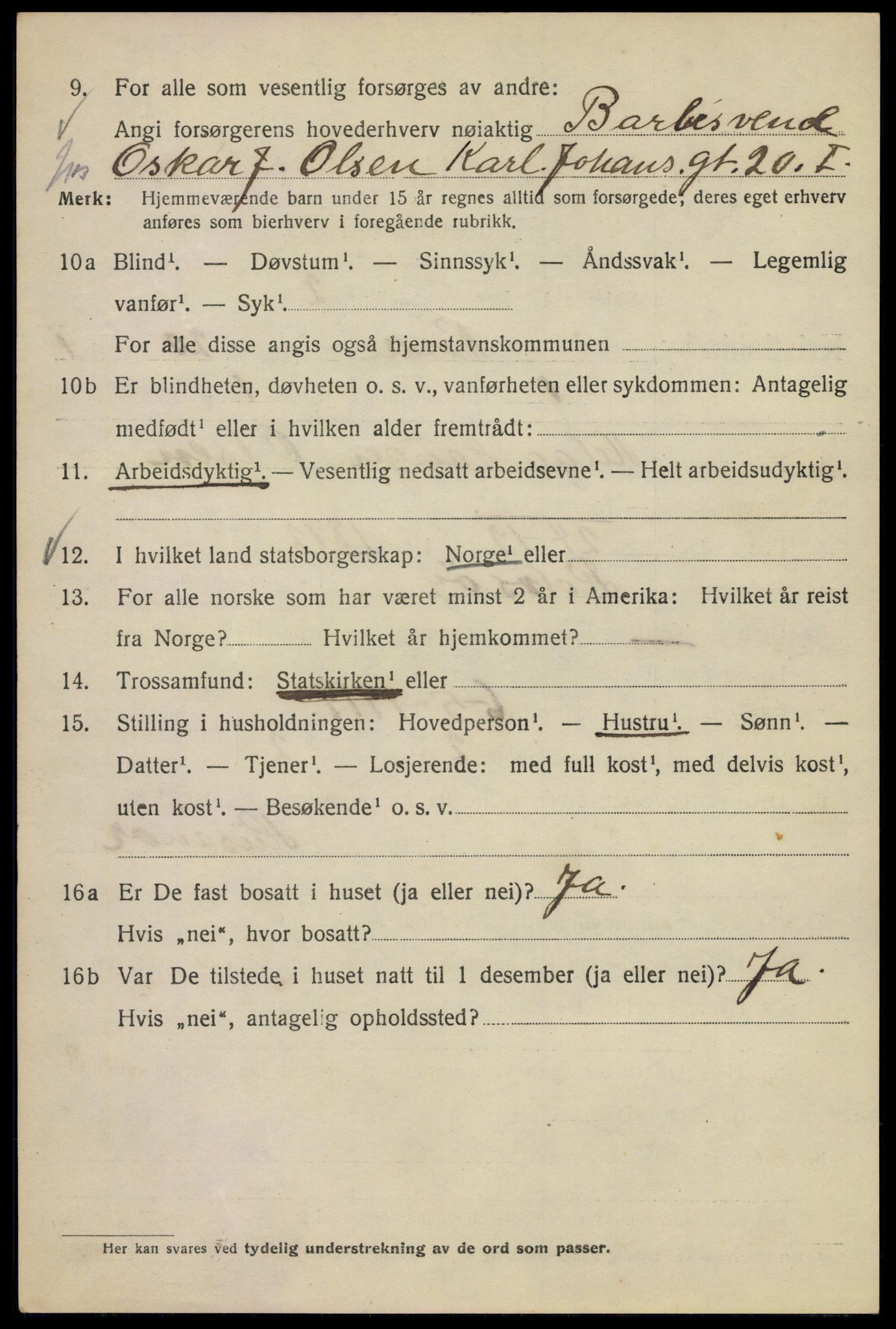 SAO, Folketelling 1920 for 0301 Kristiania kjøpstad, 1920, s. 425426