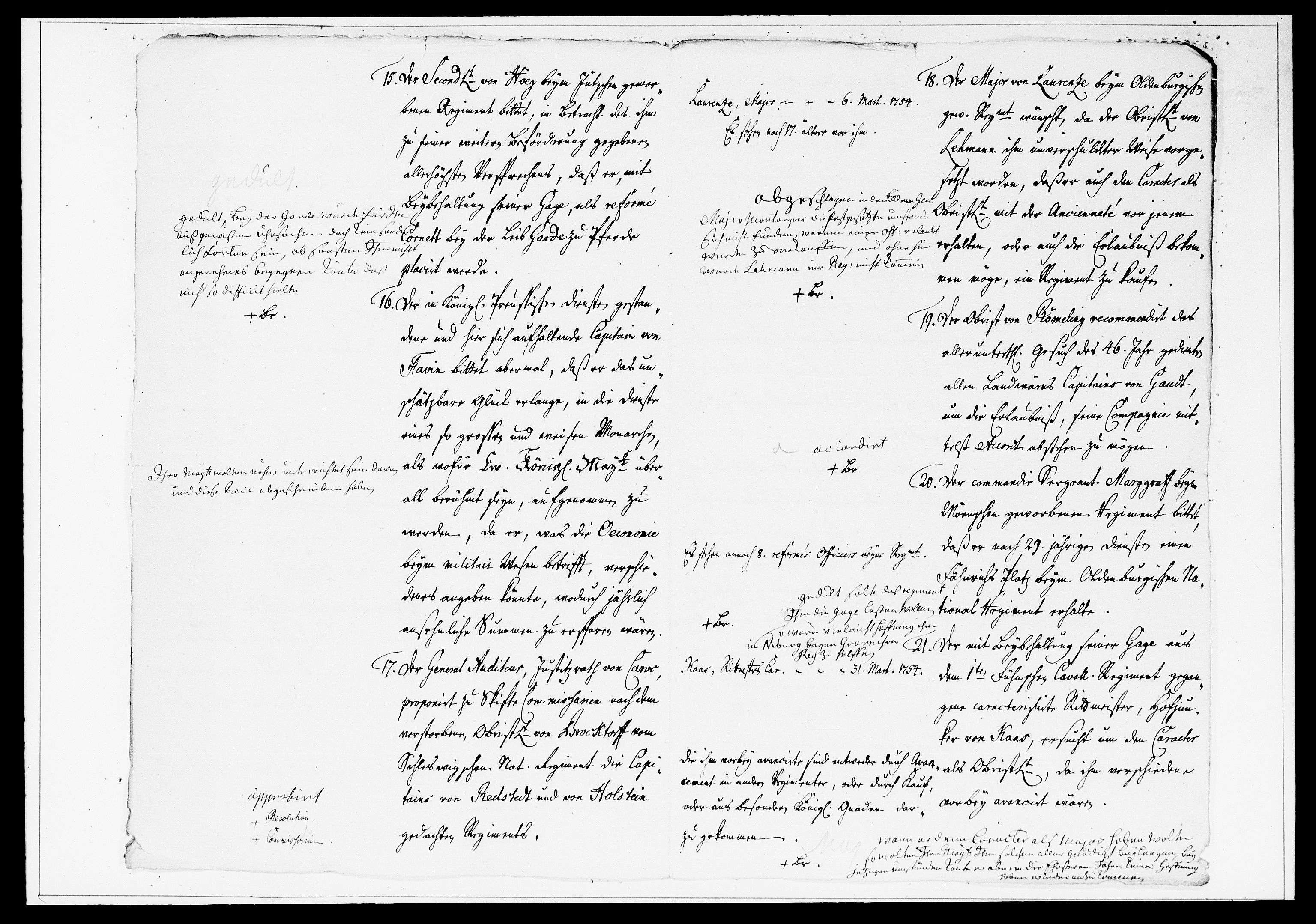 Krigskollegiet, Krigskancelliet, DRA/A-0006/-/1386-1405: Refererede sager, 1762, s. 51