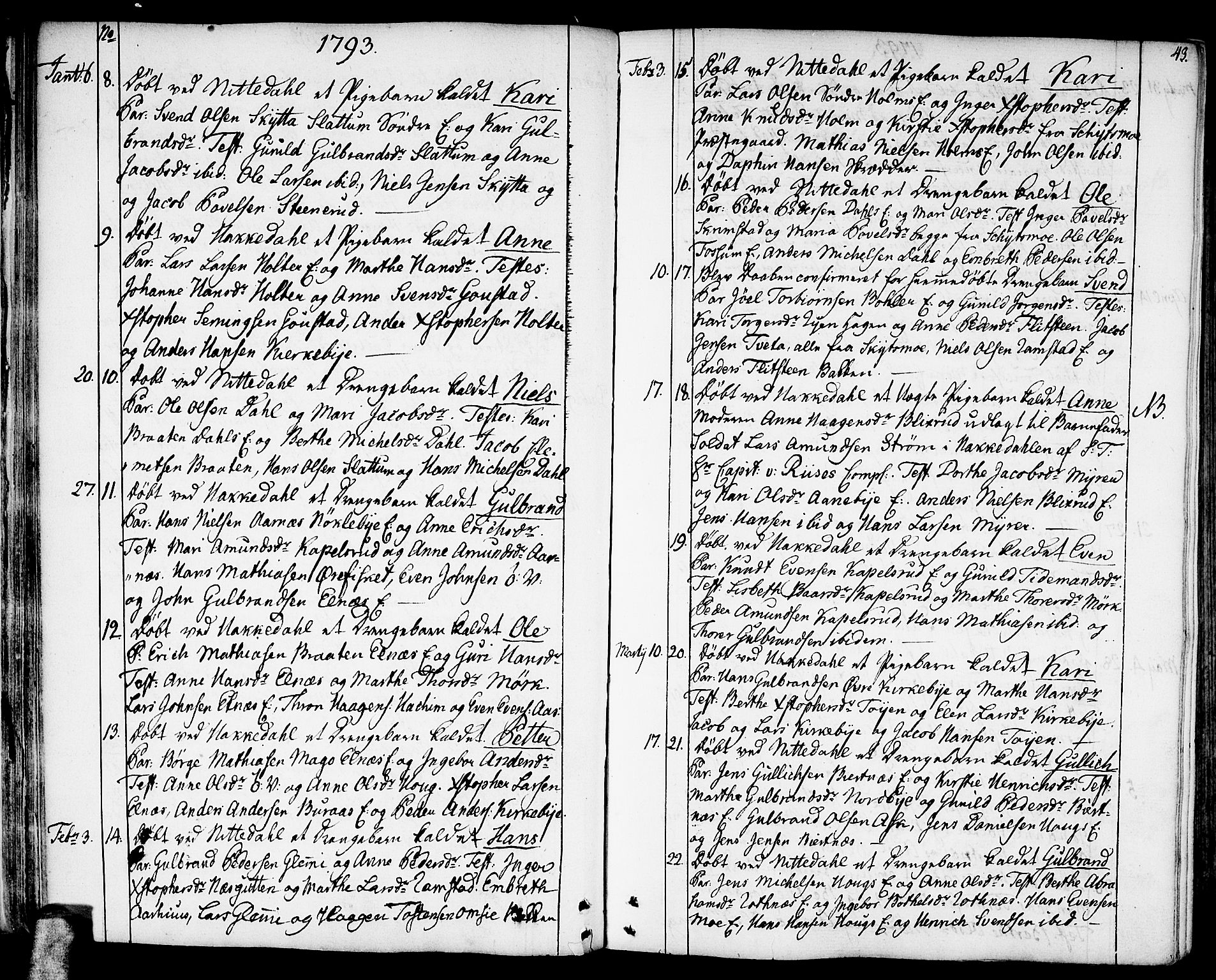 Nittedal prestekontor Kirkebøker, AV/SAO-A-10365a/F/Fa/L0002: Ministerialbok nr. I 2, 1779-1814, s. 43