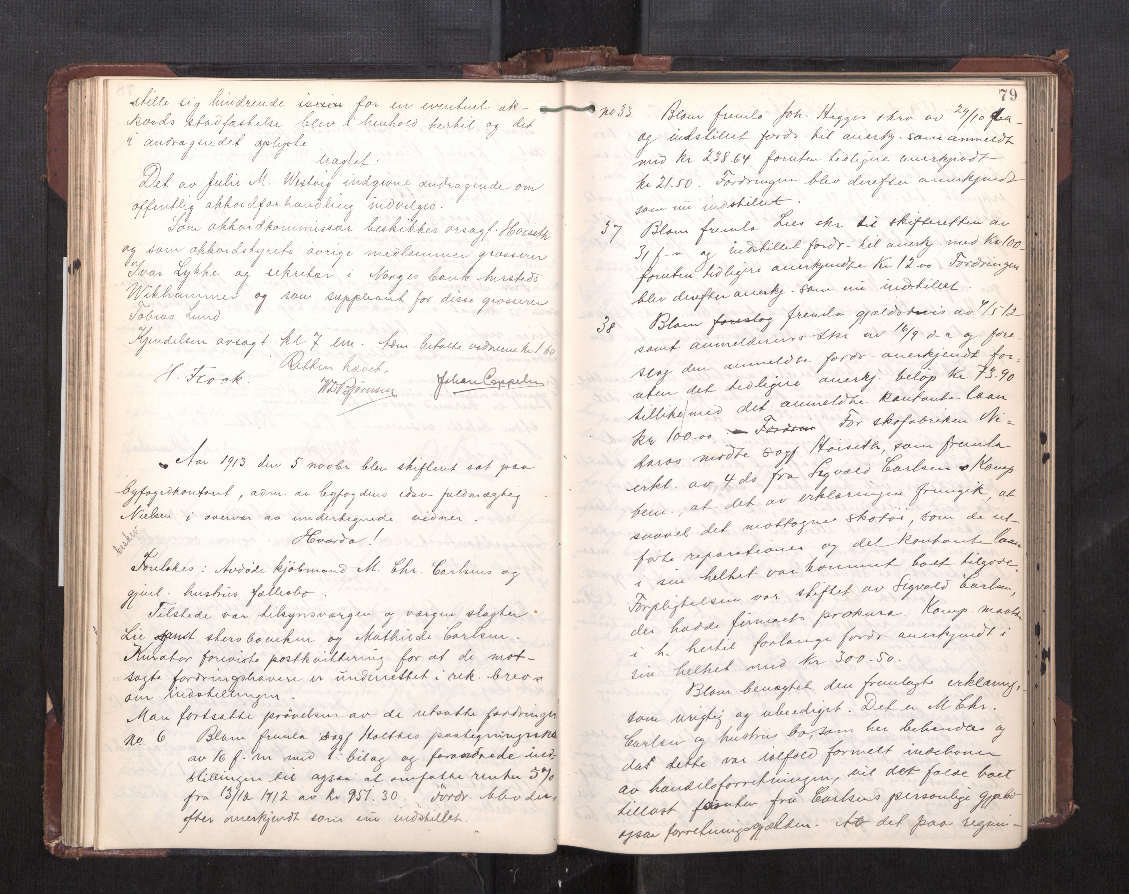 Trondheim byfogd, AV/SAT-A-0003/1/3/3C/L0028: Skifteregistreringsprotokoll - 17/1-29/1. (u/ register), 1913-1917, s. 79