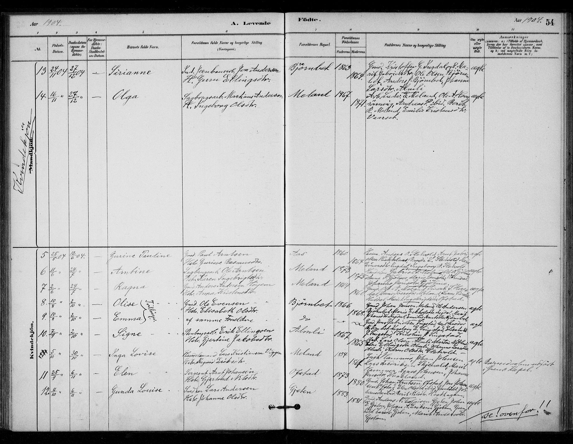 Ministerialprotokoller, klokkerbøker og fødselsregistre - Sør-Trøndelag, SAT/A-1456/670/L0836: Ministerialbok nr. 670A01, 1879-1904, s. 54