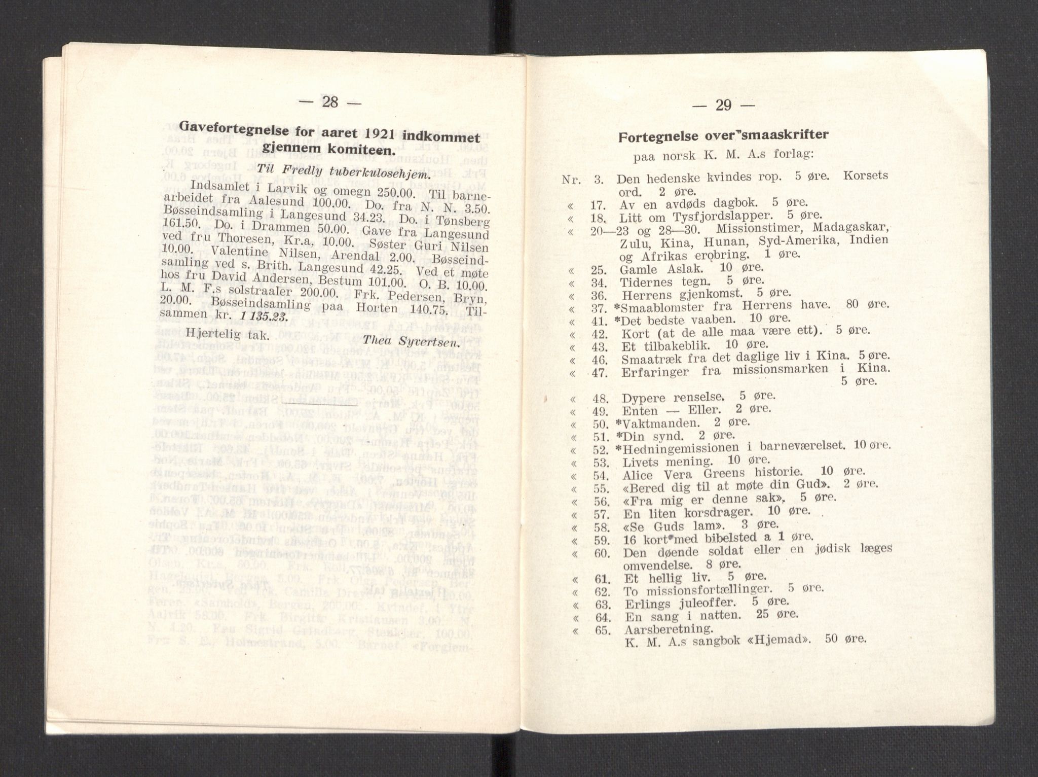 Kvinnelige Misjonsarbeidere, AV/RA-PA-0699/F/Fa/L0001/0008: -- / Trykte beretninger. 10-, 20, 25, og 30-årsjubileum, 1902-1932