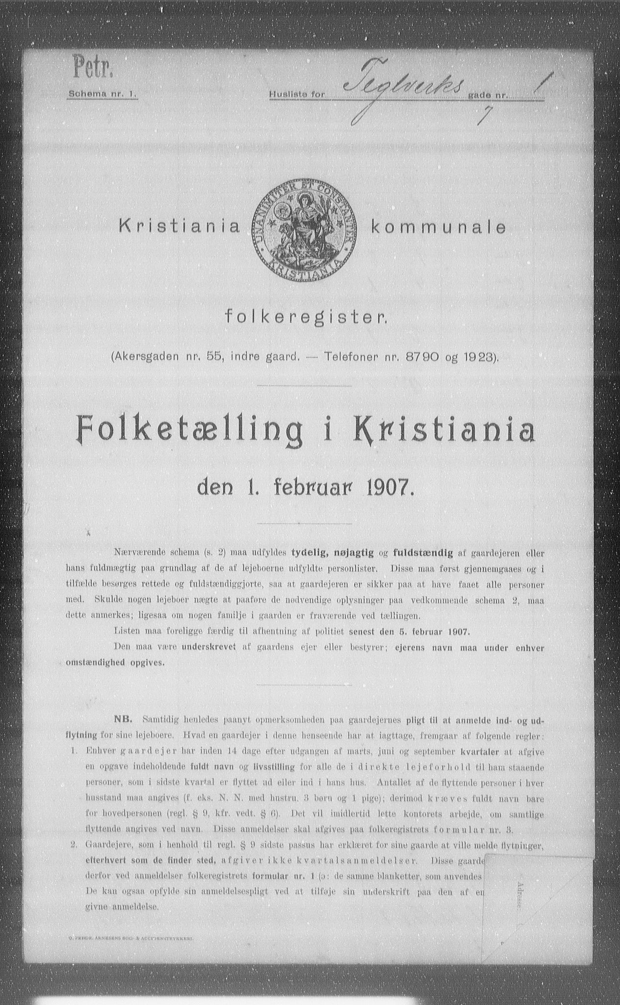 OBA, Kommunal folketelling 1.2.1907 for Kristiania kjøpstad, 1907, s. 54603