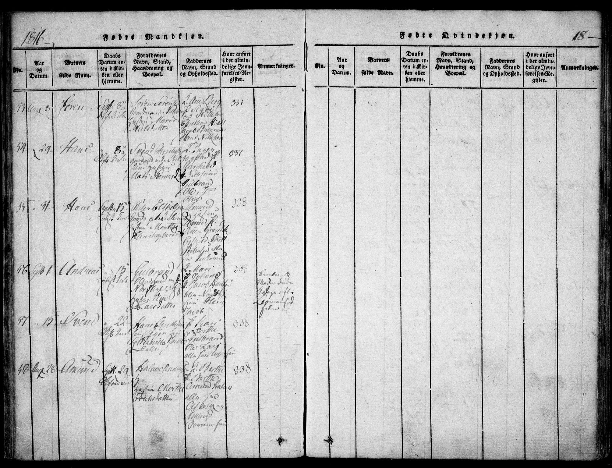 Skedsmo prestekontor Kirkebøker, SAO/A-10033a/F/Fa/L0008: Ministerialbok nr. I 8, 1815-1829, s. 18