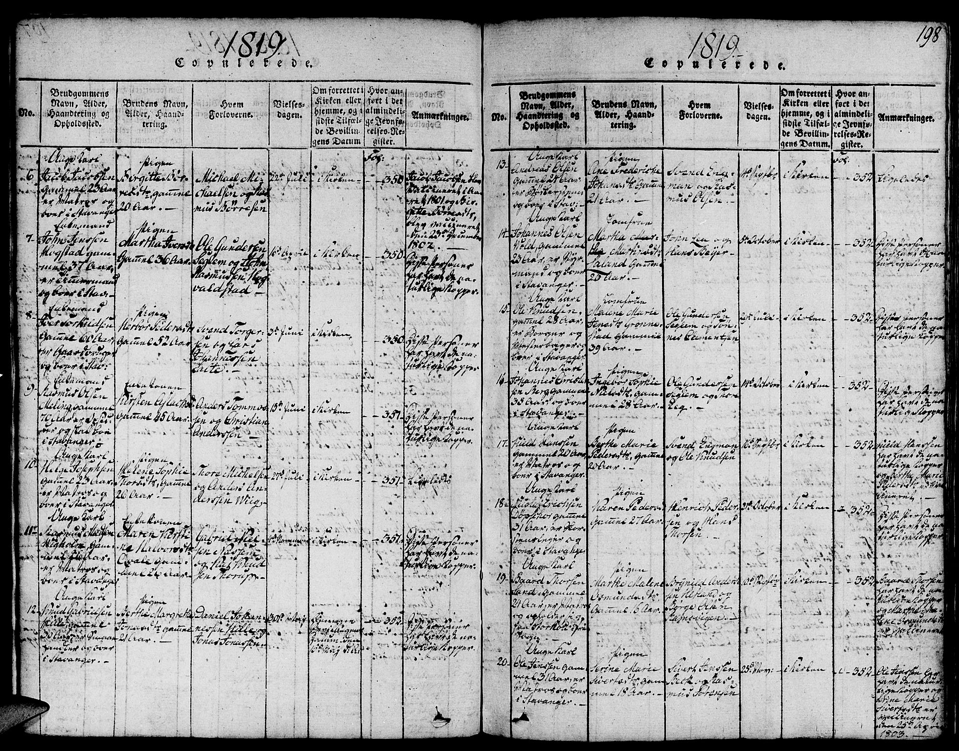 Domkirken sokneprestkontor, SAST/A-101812/001/30/30BA/L0008: Ministerialbok nr. A 8, 1816-1821, s. 198