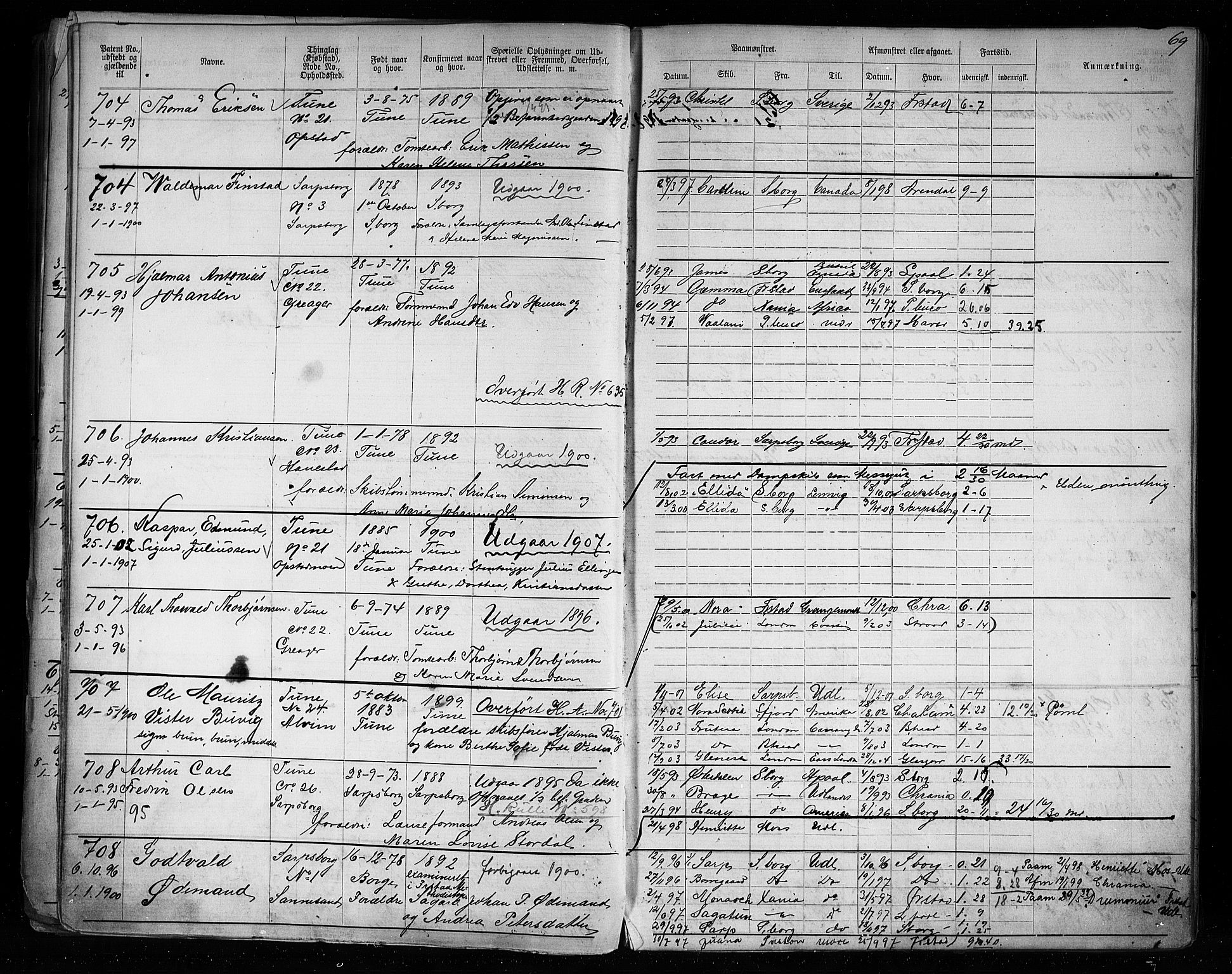 Sarpsborg mønstringskontor, AV/SAO-A-10569c/F/Fc/Fca/L0005: Annotasjonsrulle, 1881-1913, s. 74