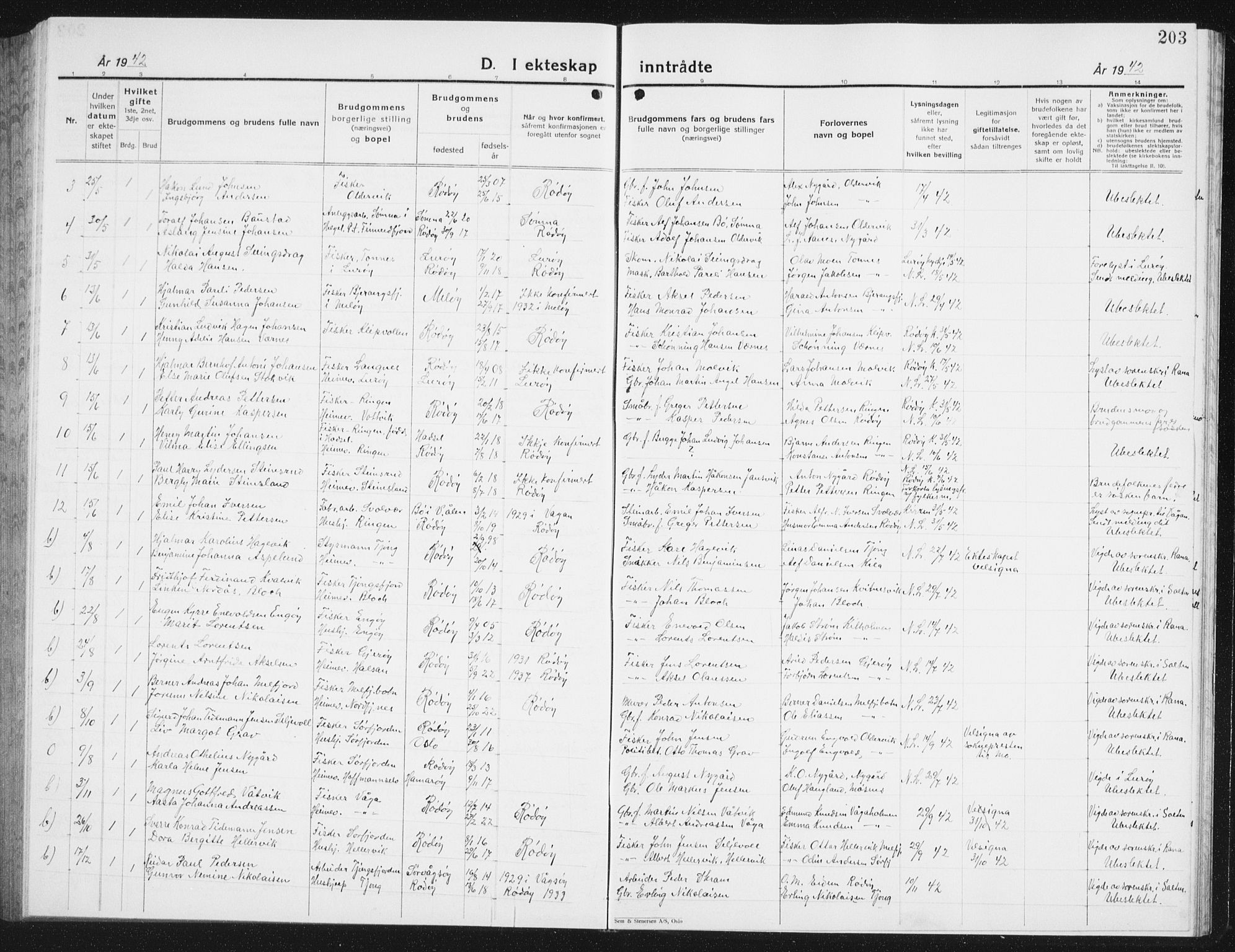 Ministerialprotokoller, klokkerbøker og fødselsregistre - Nordland, AV/SAT-A-1459/841/L0622: Klokkerbok nr. 841C06, 1924-1942, s. 203