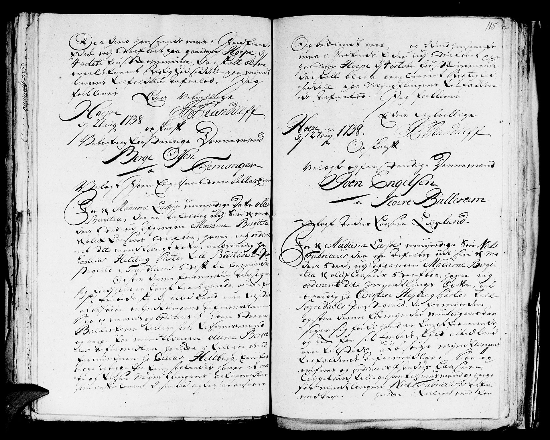 Sunnhordland sorenskrivar, SAB/A-2401/1/H/Ha/Haa, 1731-1745, s. 114b-115a