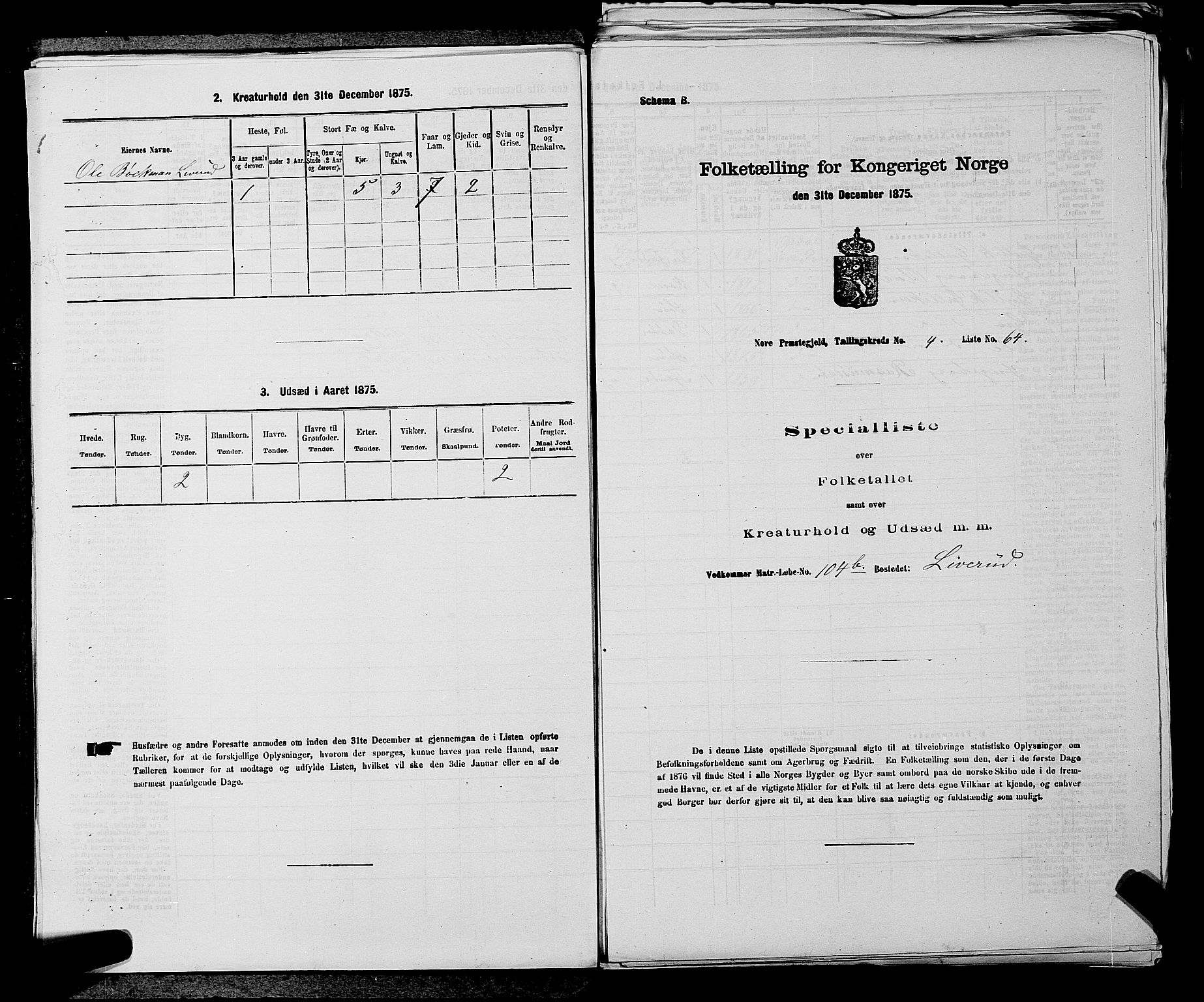 SAKO, Folketelling 1875 for 0633P Nore prestegjeld, 1875, s. 492
