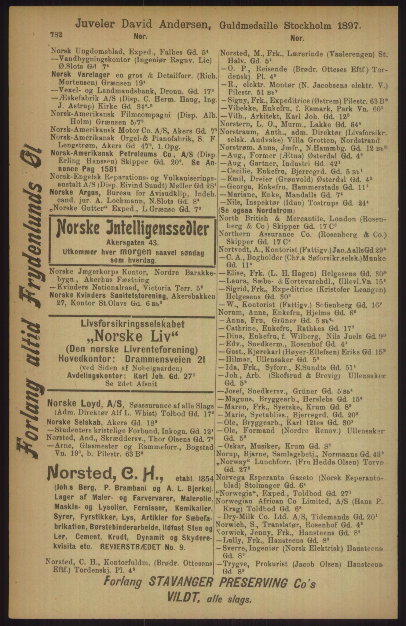 Kristiania/Oslo adressebok, PUBL/-, 1911, s. 782