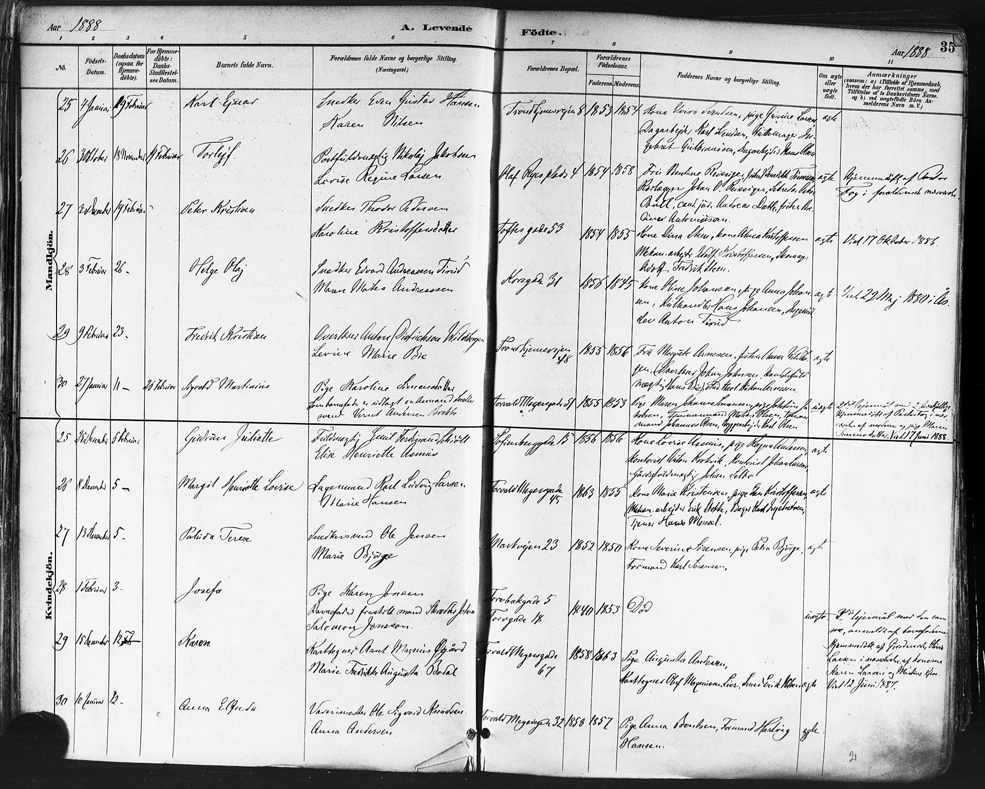 Paulus prestekontor Kirkebøker, AV/SAO-A-10871/F/Fa/L0013: Ministerialbok nr. 13, 1887-1894, s. 35