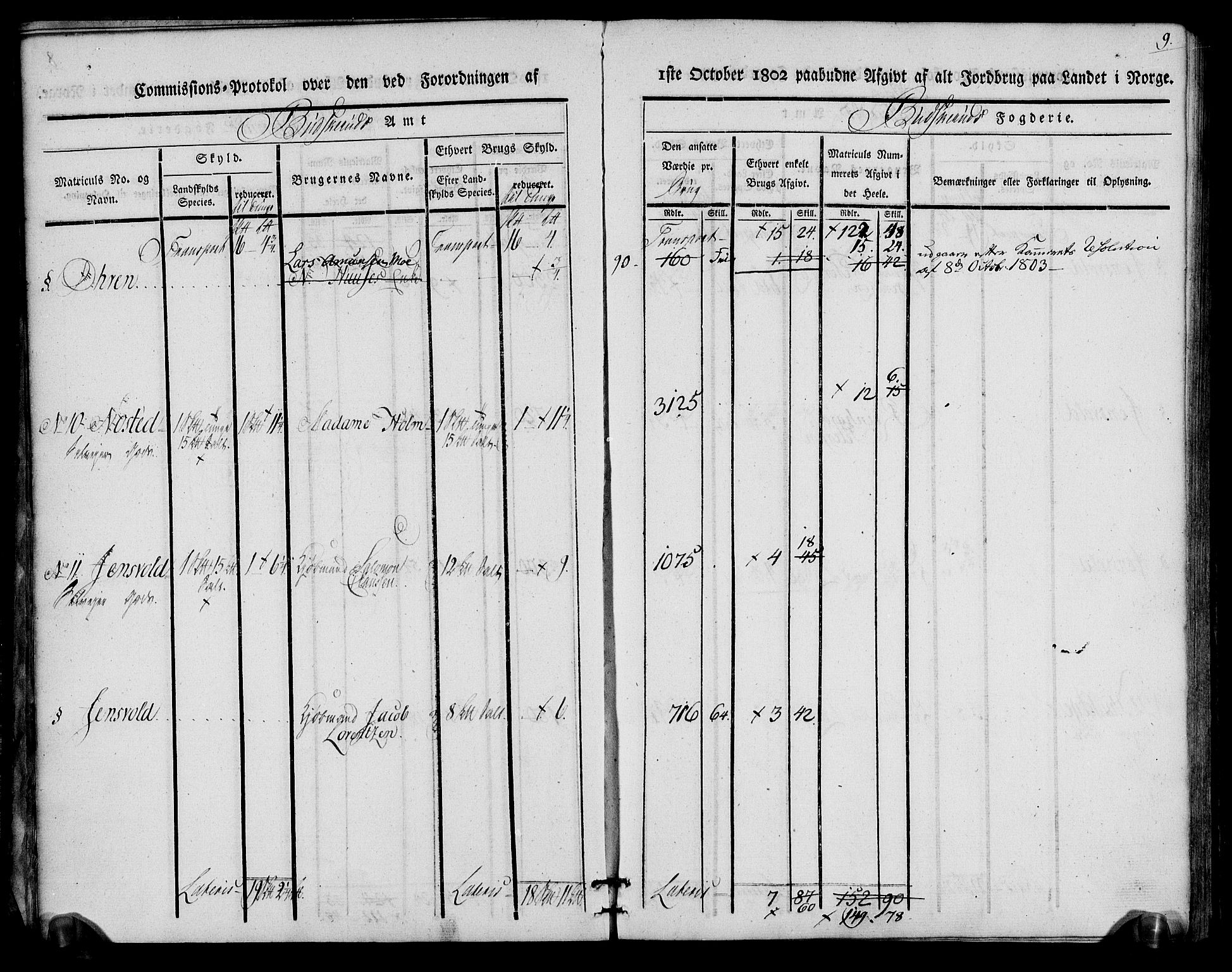 Rentekammeret inntil 1814, Realistisk ordnet avdeling, RA/EA-4070/N/Ne/Nea/L0064: Buskerud fogderi. Kommisjonsprotokoll for Lier prestegjeld, 1803, s. 9