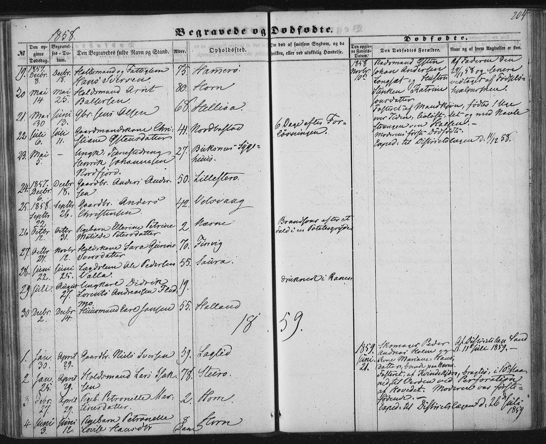 Ministerialprotokoller, klokkerbøker og fødselsregistre - Nordland, AV/SAT-A-1459/838/L0550: Ministerialbok nr. 838A08, 1855-1865, s. 204