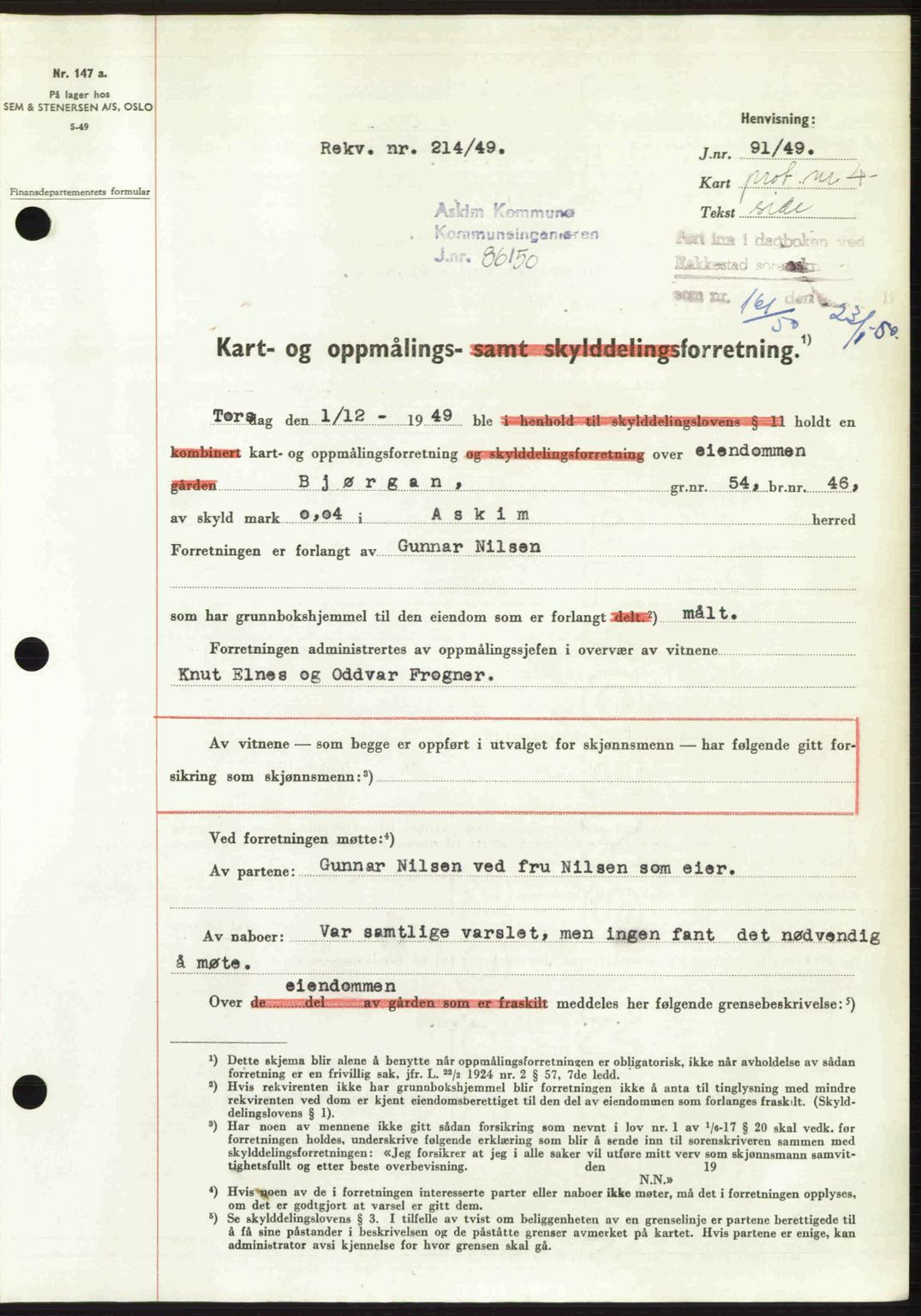 Rakkestad sorenskriveri, SAO/A-10686/G/Gb/Gba/Gbab/L0019: Pantebok nr. A19, 1949-1950, Dagboknr: 161/1950