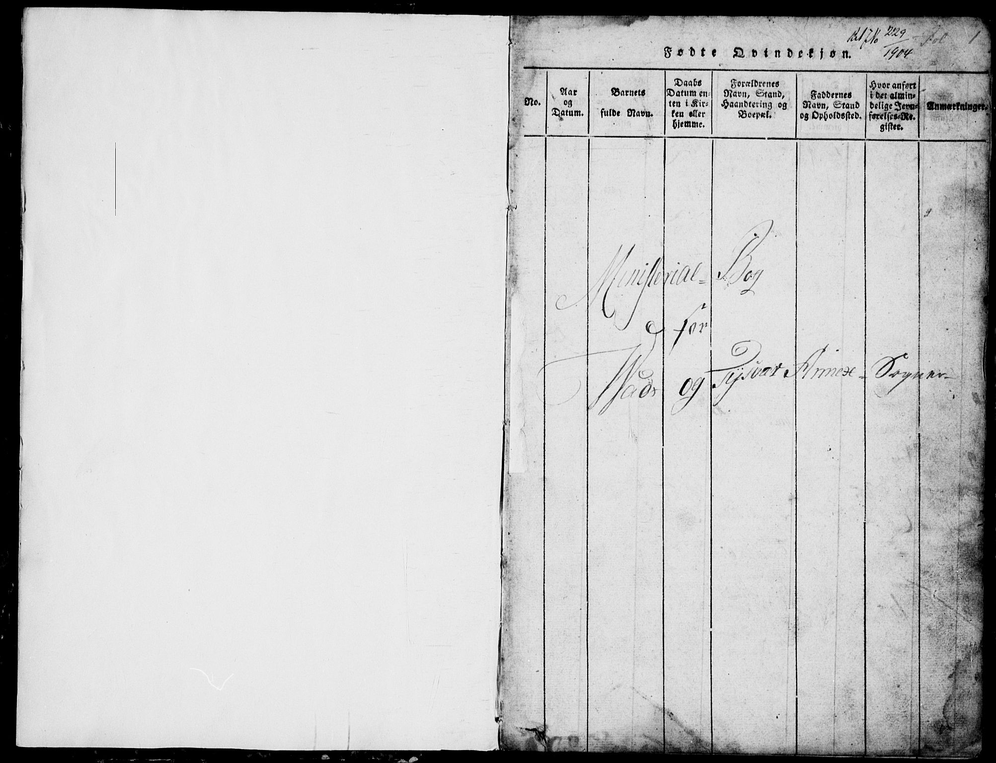 Skjold sokneprestkontor, AV/SAST-A-101847/H/Ha/Hab/L0002: Klokkerbok nr. B 2 /2, 1815-1830, s. 1