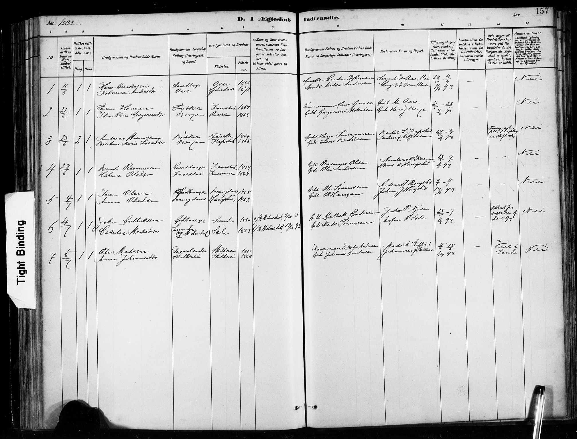 Gaular sokneprestembete, AV/SAB-A-80001/H/Hab: Klokkerbok nr. B 3, 1882-1913, s. 157
