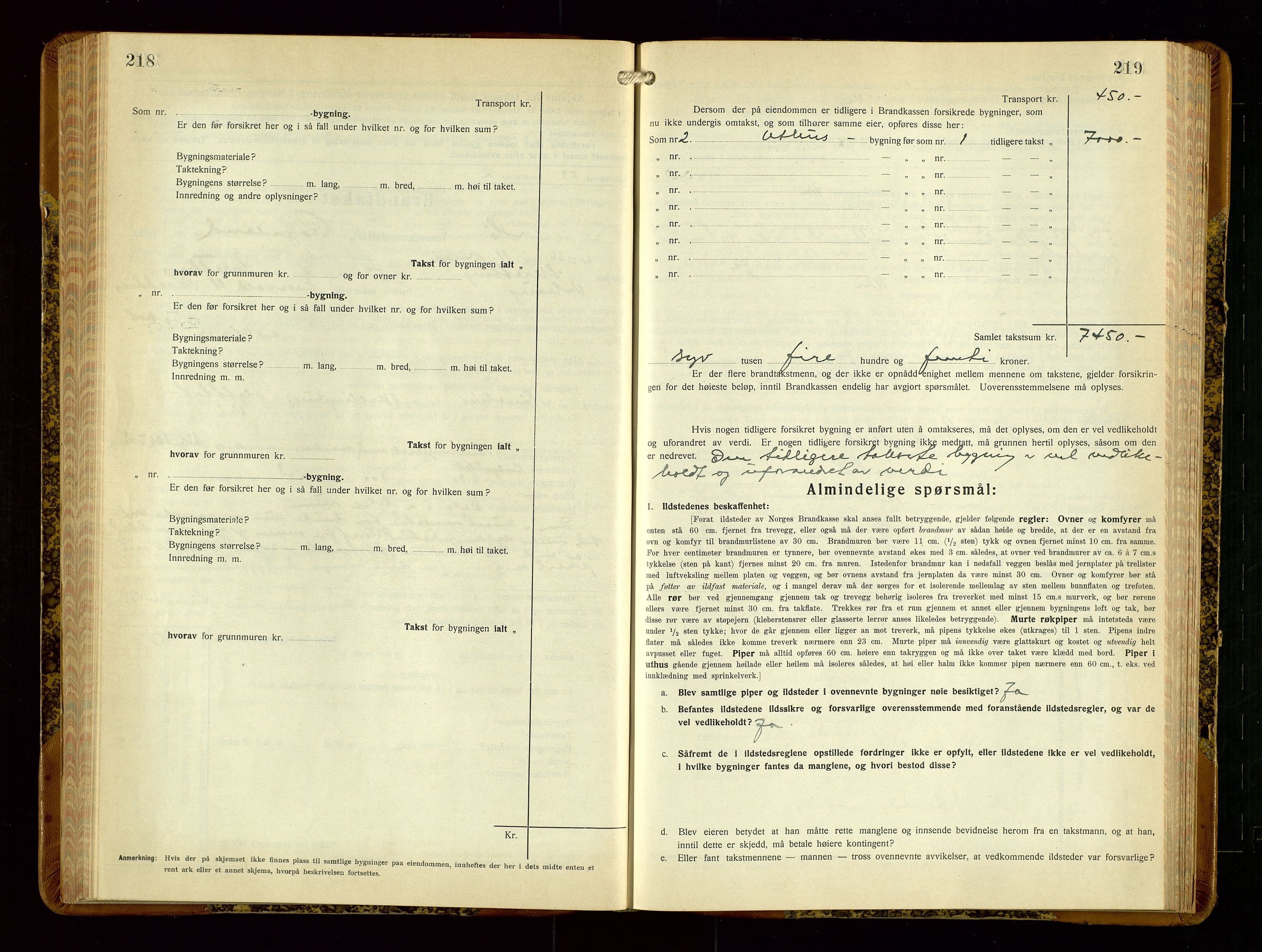 Hå lensmannskontor, AV/SAST-A-100456/Goa/L0006: Takstprotokoll (skjema), 1932-1938, s. 218-219