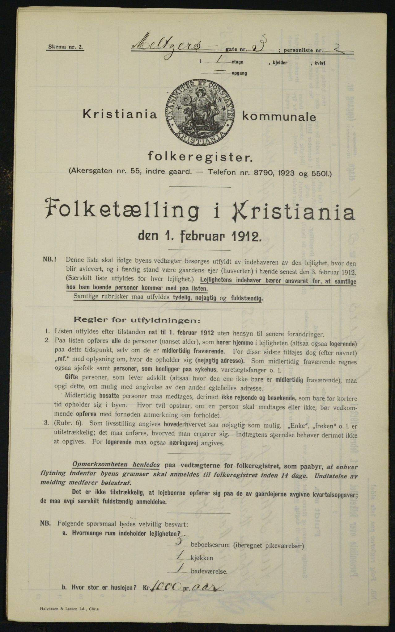 OBA, Kommunal folketelling 1.2.1912 for Kristiania, 1912, s. 65668