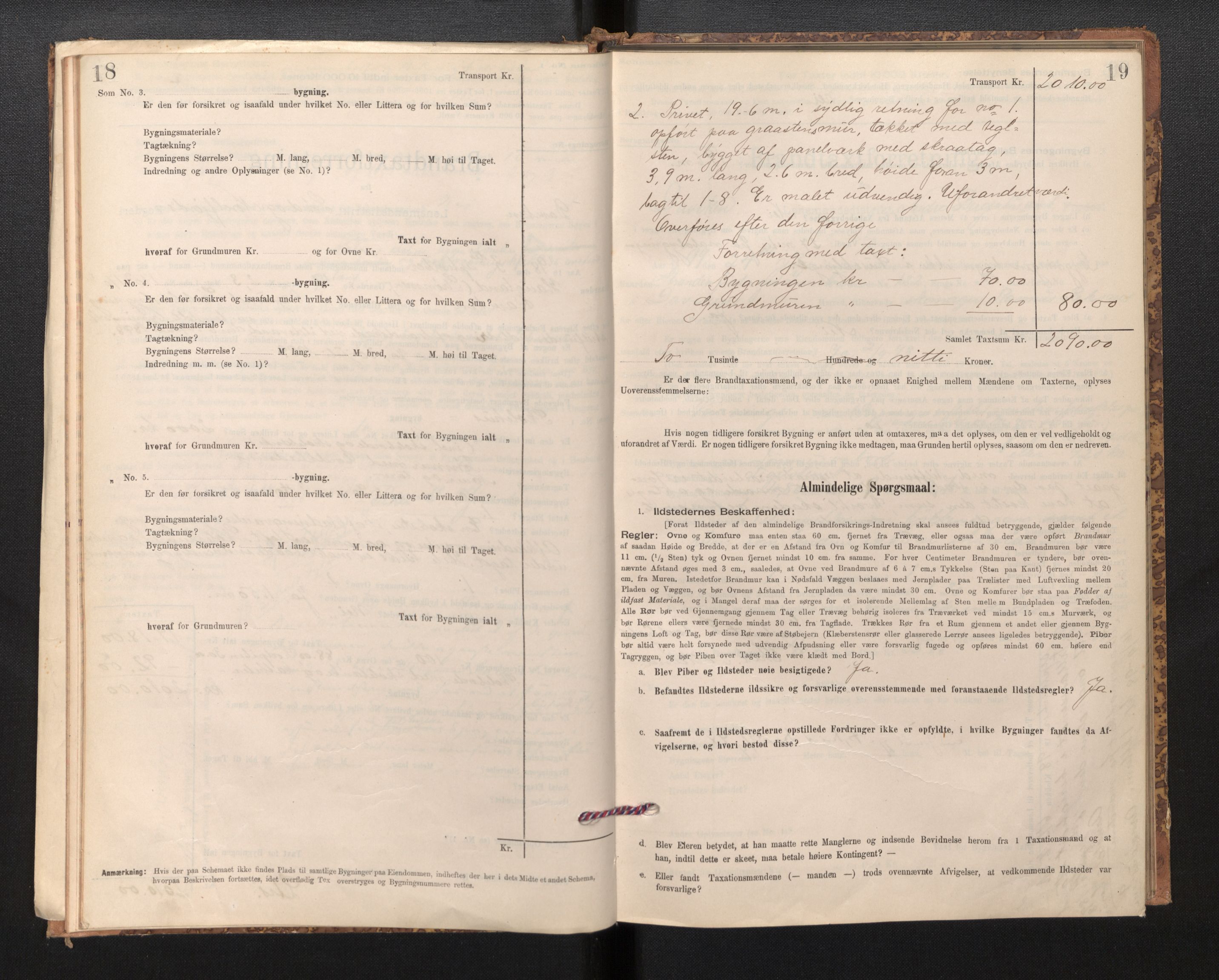 Lensmannen i Davik, SAB/A-26801/0012/L0004: Branntakstprotokoll, skjematakst, 1894-1915, s. 18-19