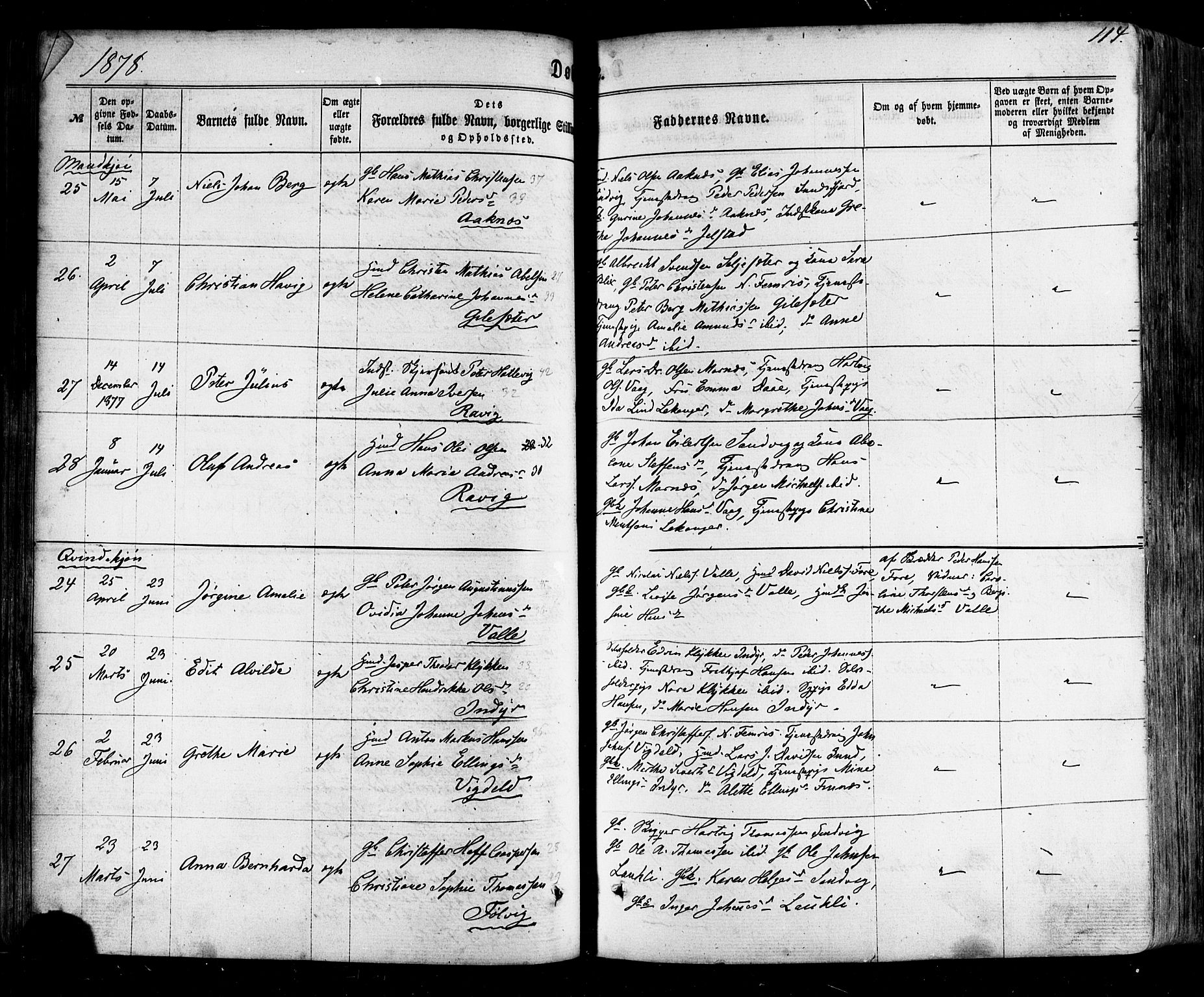 Ministerialprotokoller, klokkerbøker og fødselsregistre - Nordland, AV/SAT-A-1459/805/L0098: Ministerialbok nr. 805A05, 1862-1879, s. 114